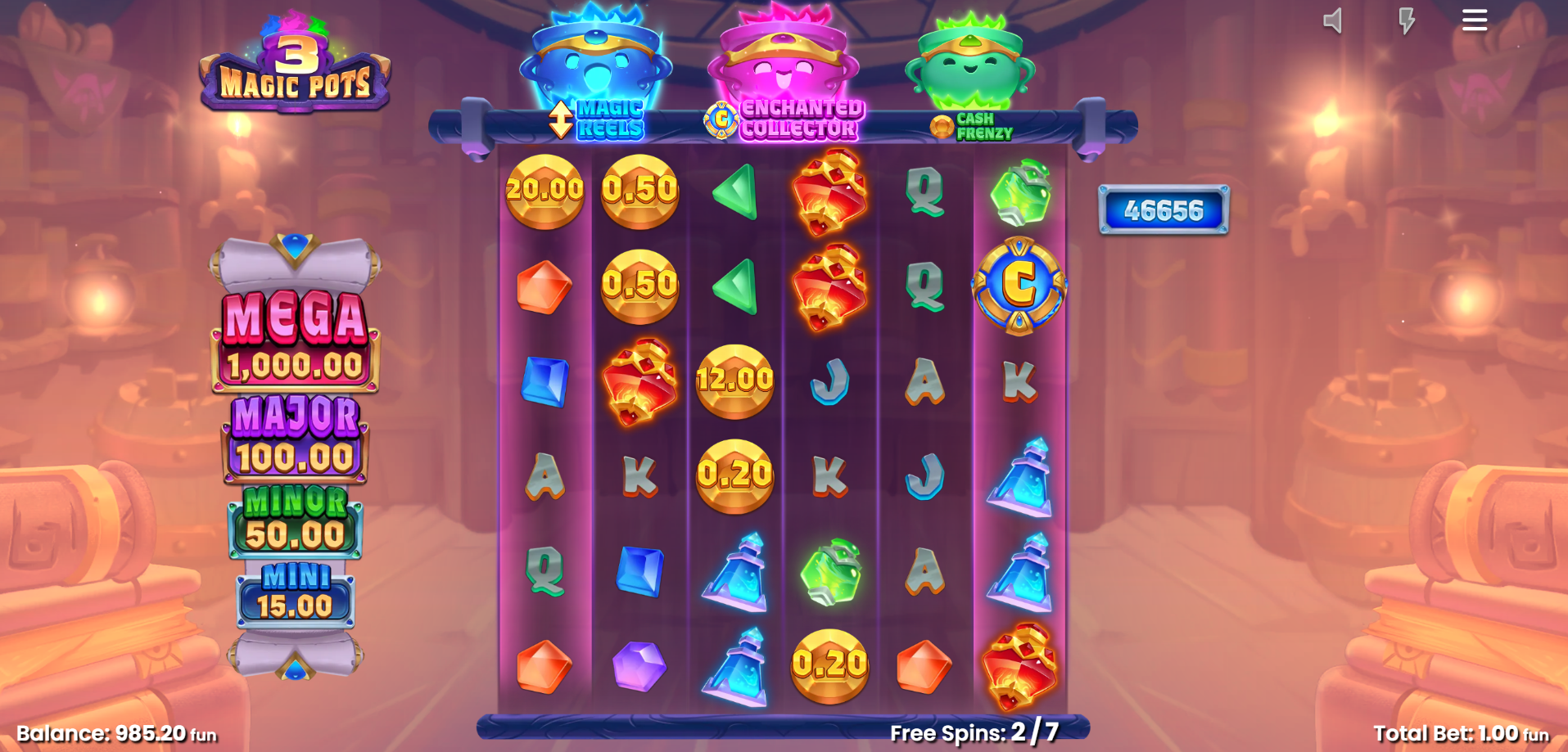 3 Magic Pots Free Spin Bonus play