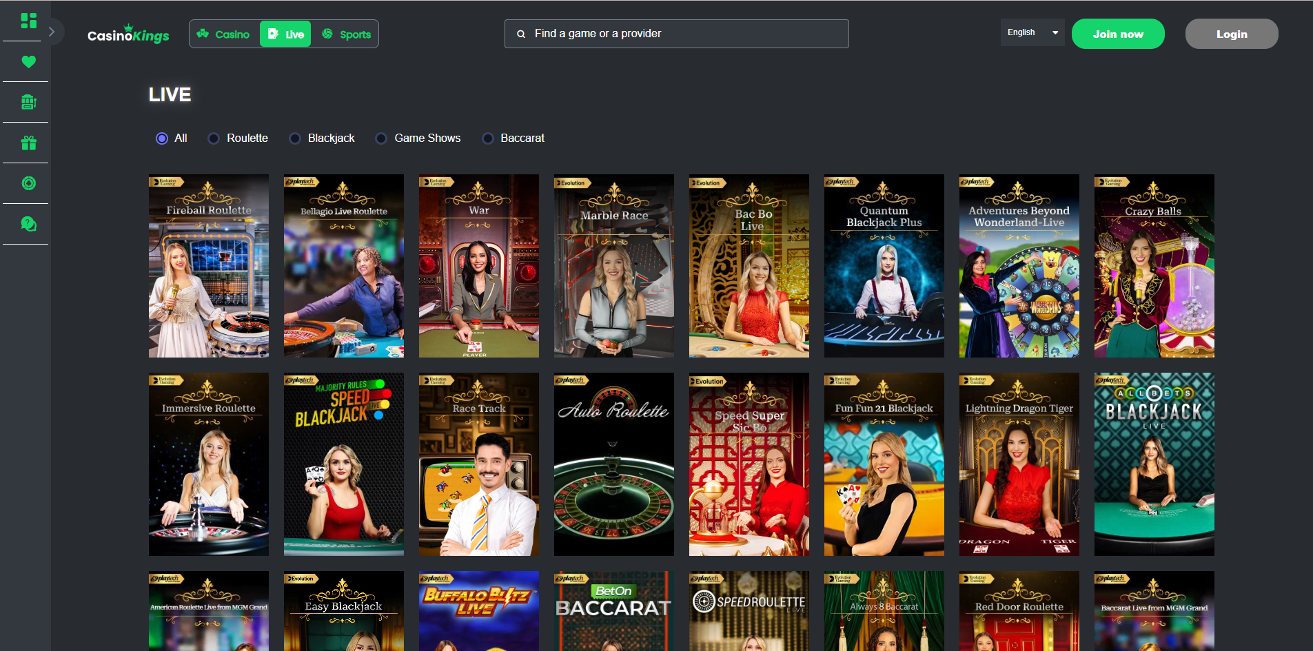 Casino Kings Live Casino Games
