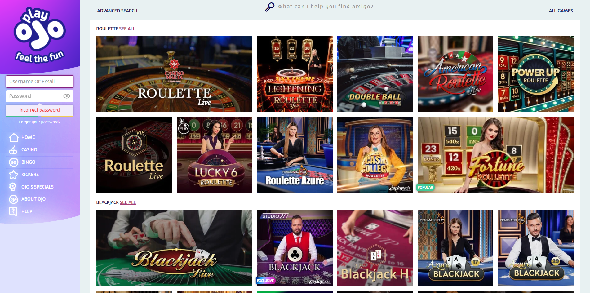 Playojo casino live casino games