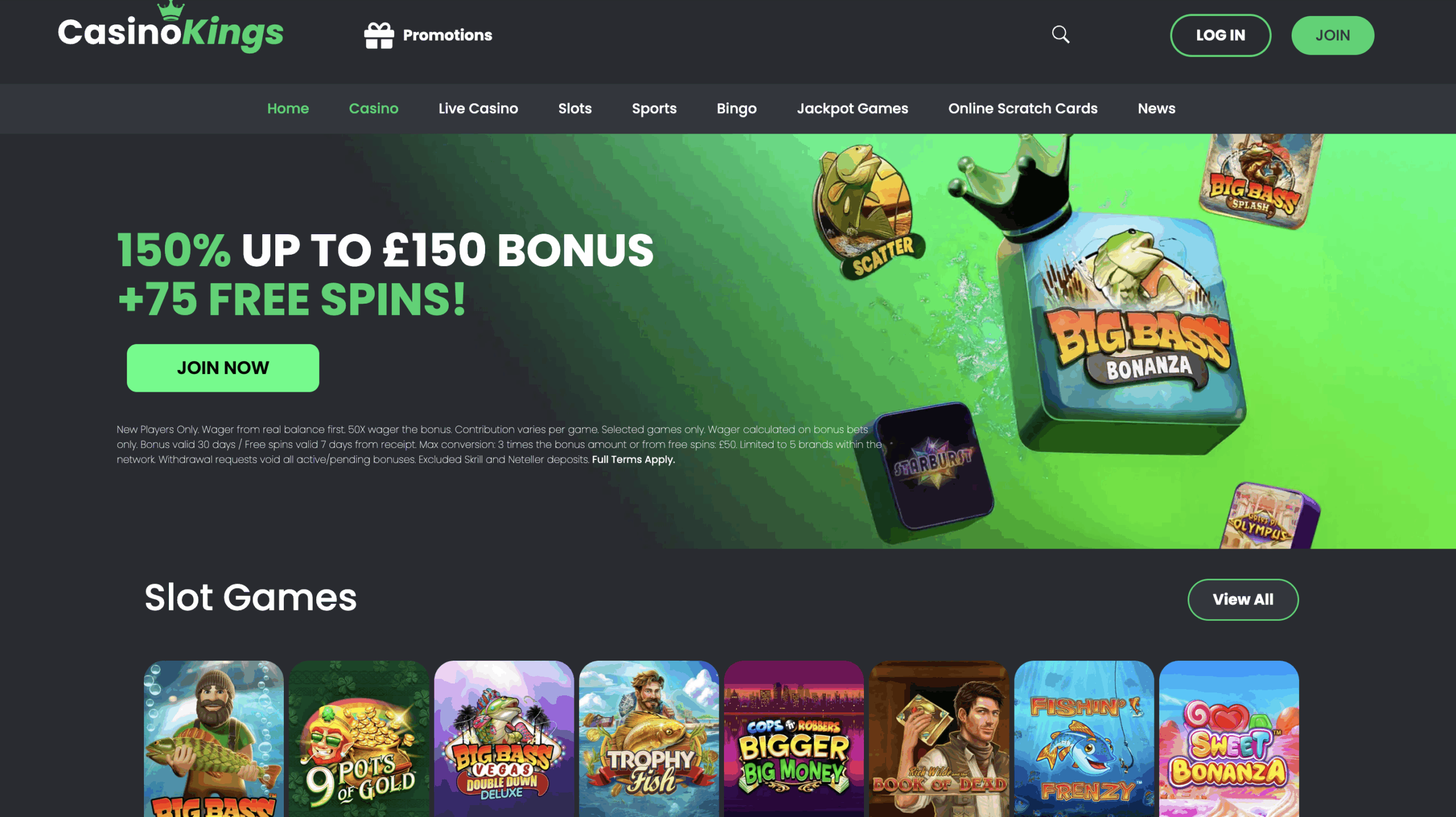 Casino Kings has a generous welcome bonus