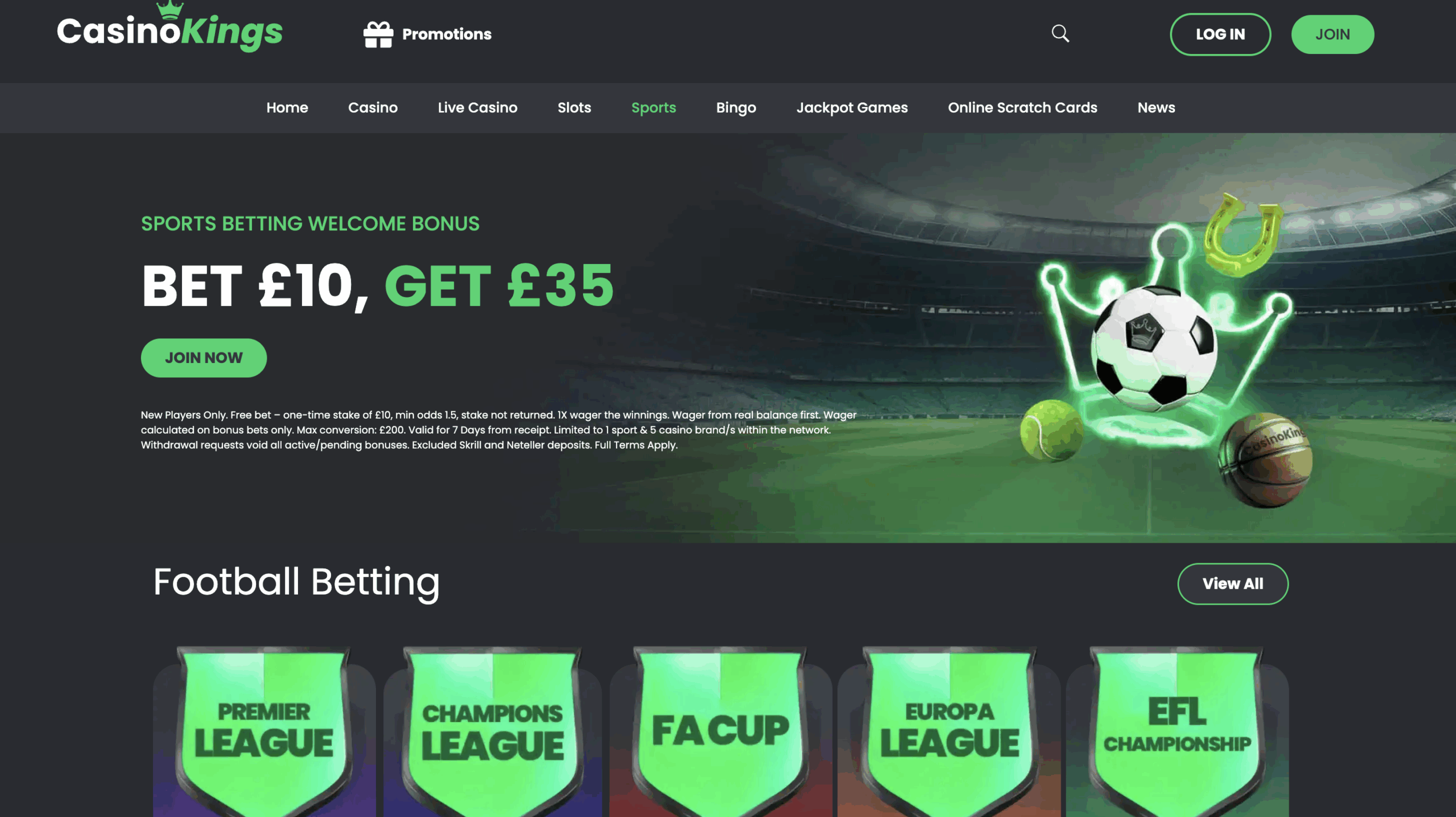 Casino Kings also offers sports betting