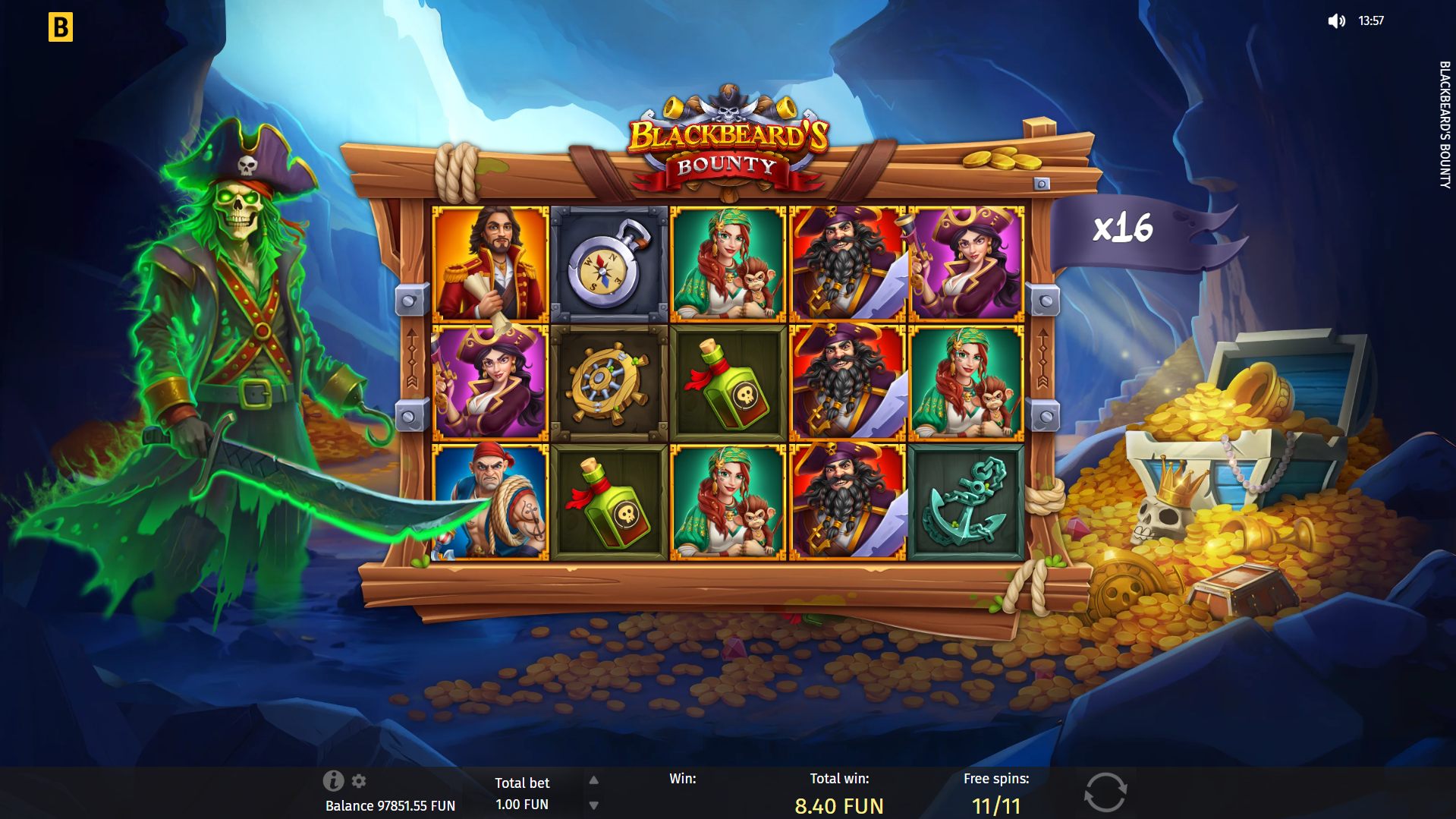 During Free Spins, the Unlimited Multiplier does not reset in between spins