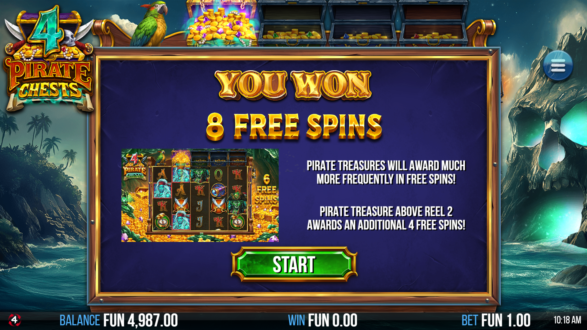 Trigger reel 2 and be awarded with 8 Free Spins