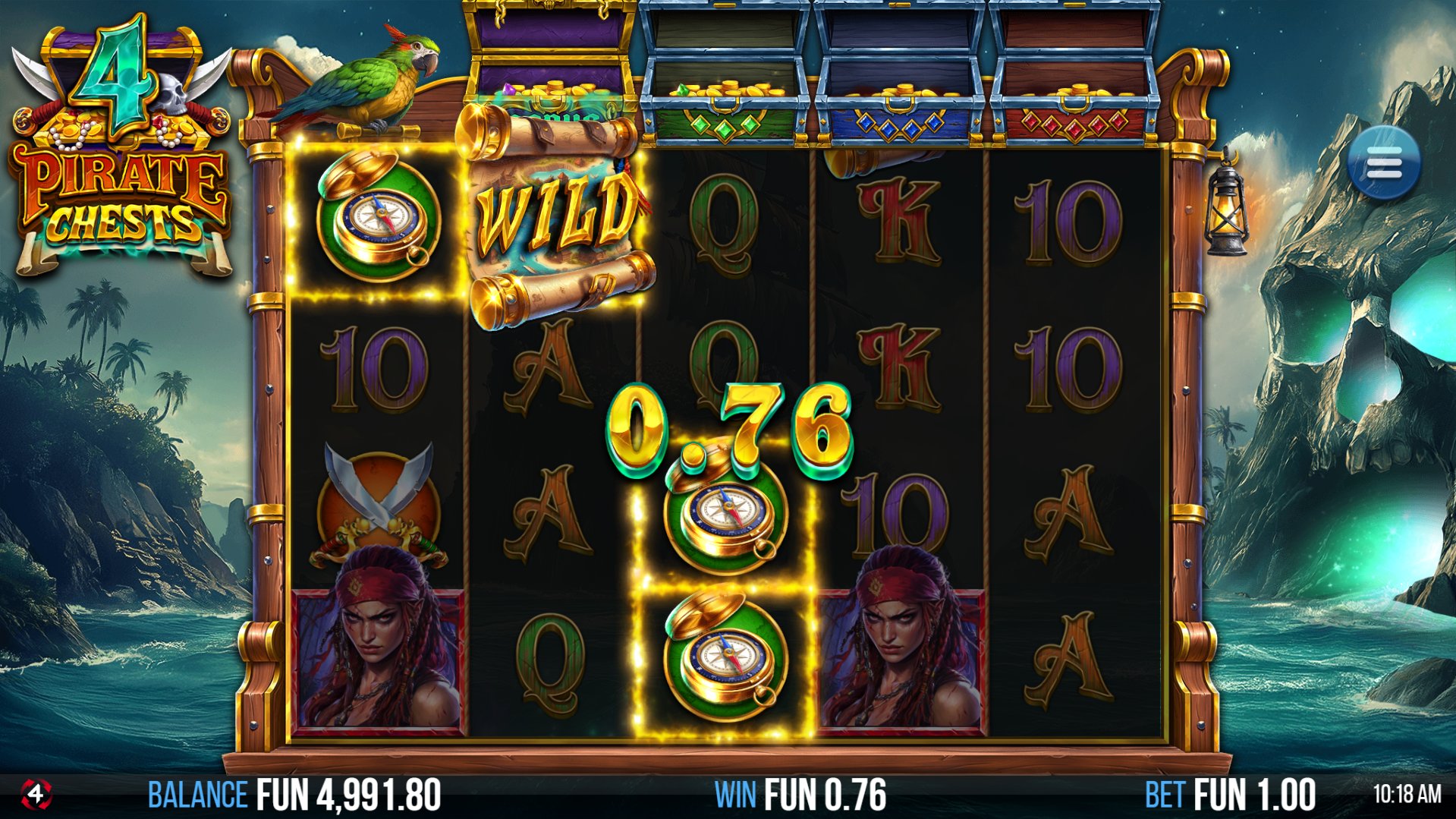 4 Pirate Chests offers players 1,024 ways to win