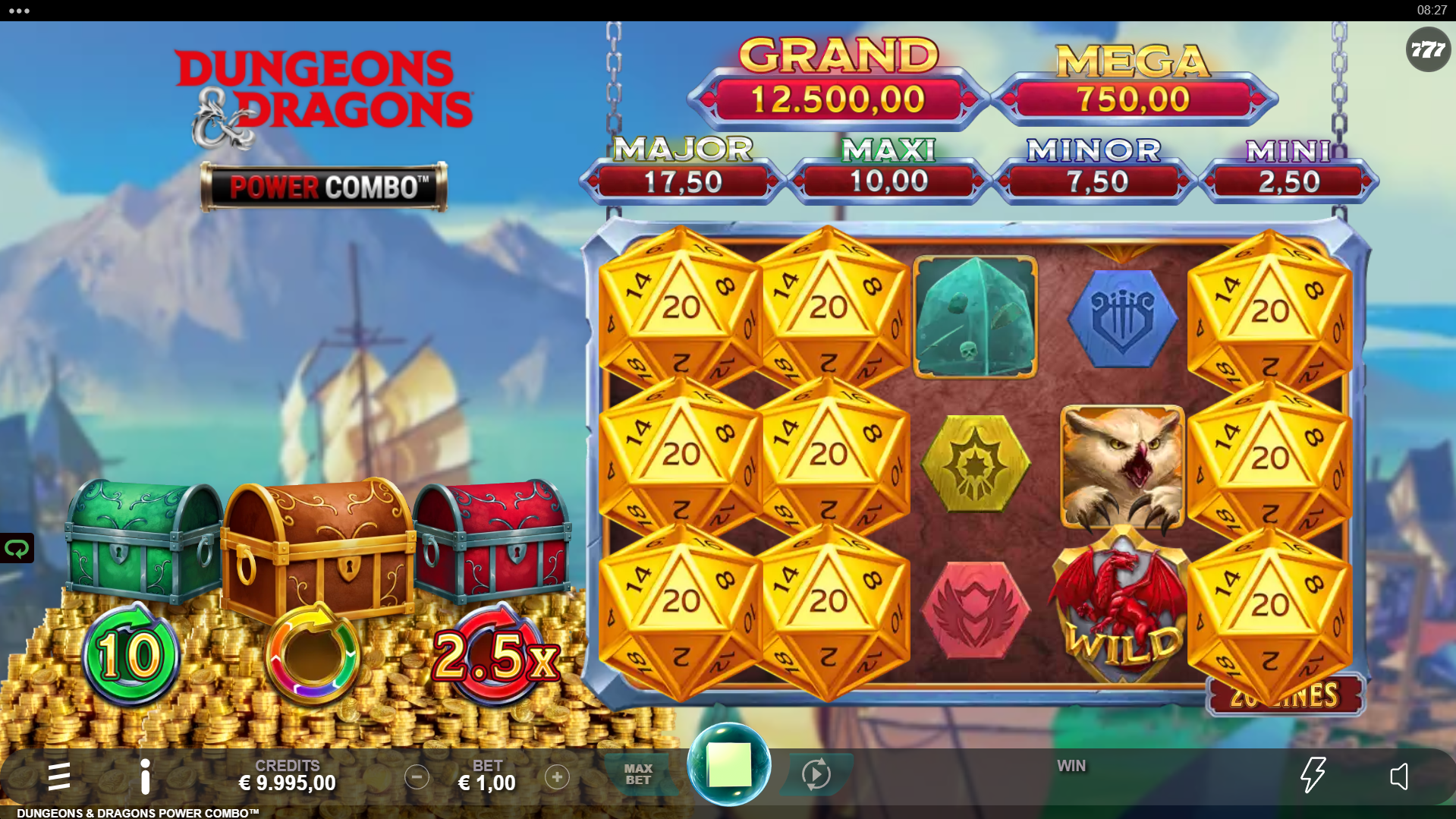 Land stacked Mystery symbols to reveal matching pay symbols, Wilds or Tokens