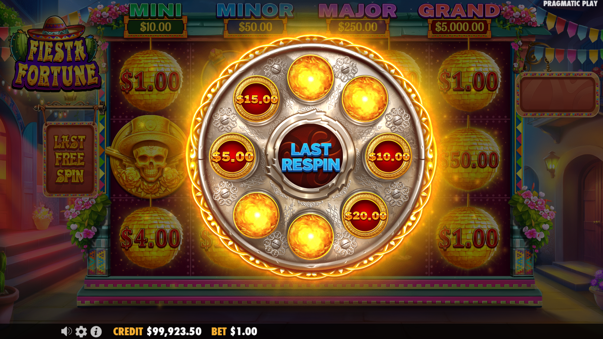 Landing Skull Money symbols triggers a respin feature to determine each's value