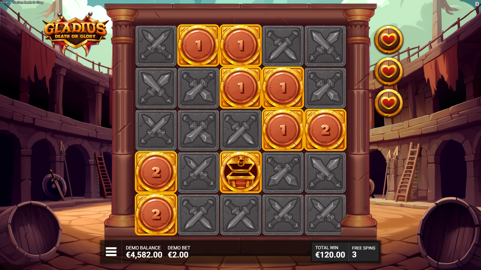 During the Bonus, all Shield symbols hold in place, revealing a new symbol with each spin