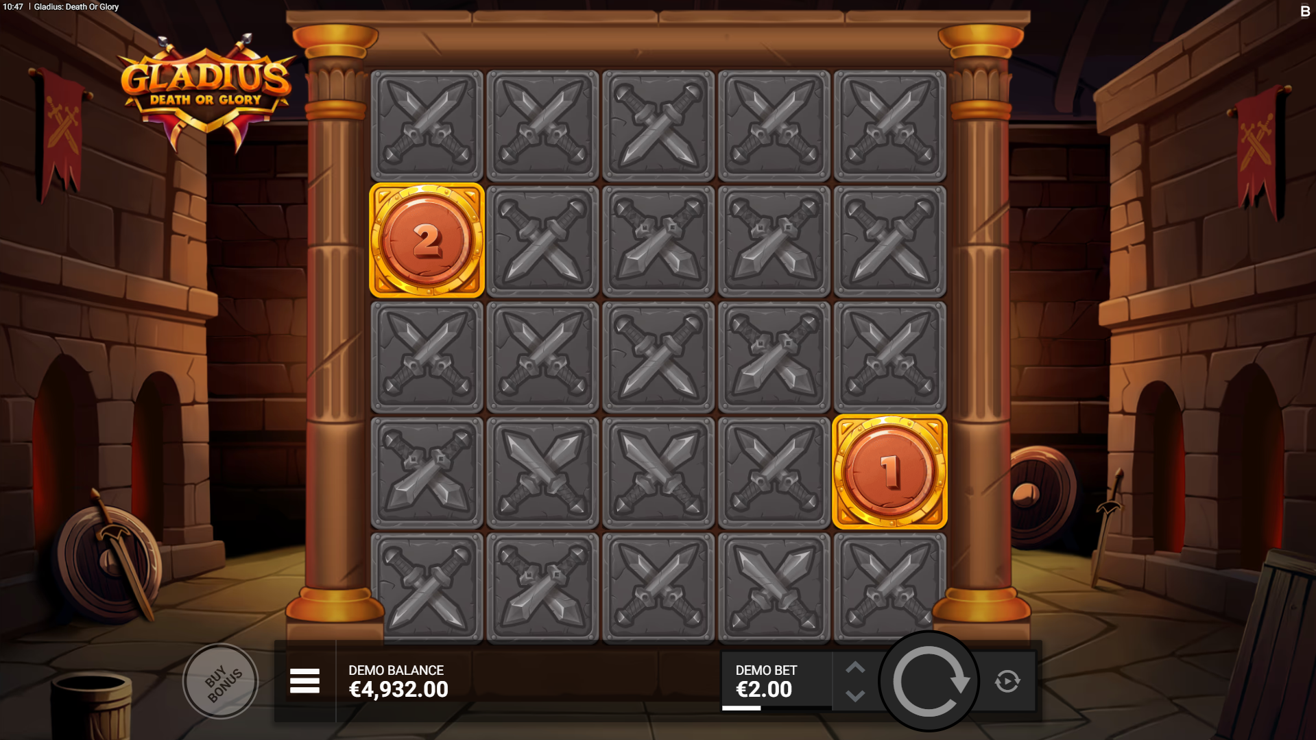 Land Shield symbols to reveal instant prizes or special symbols