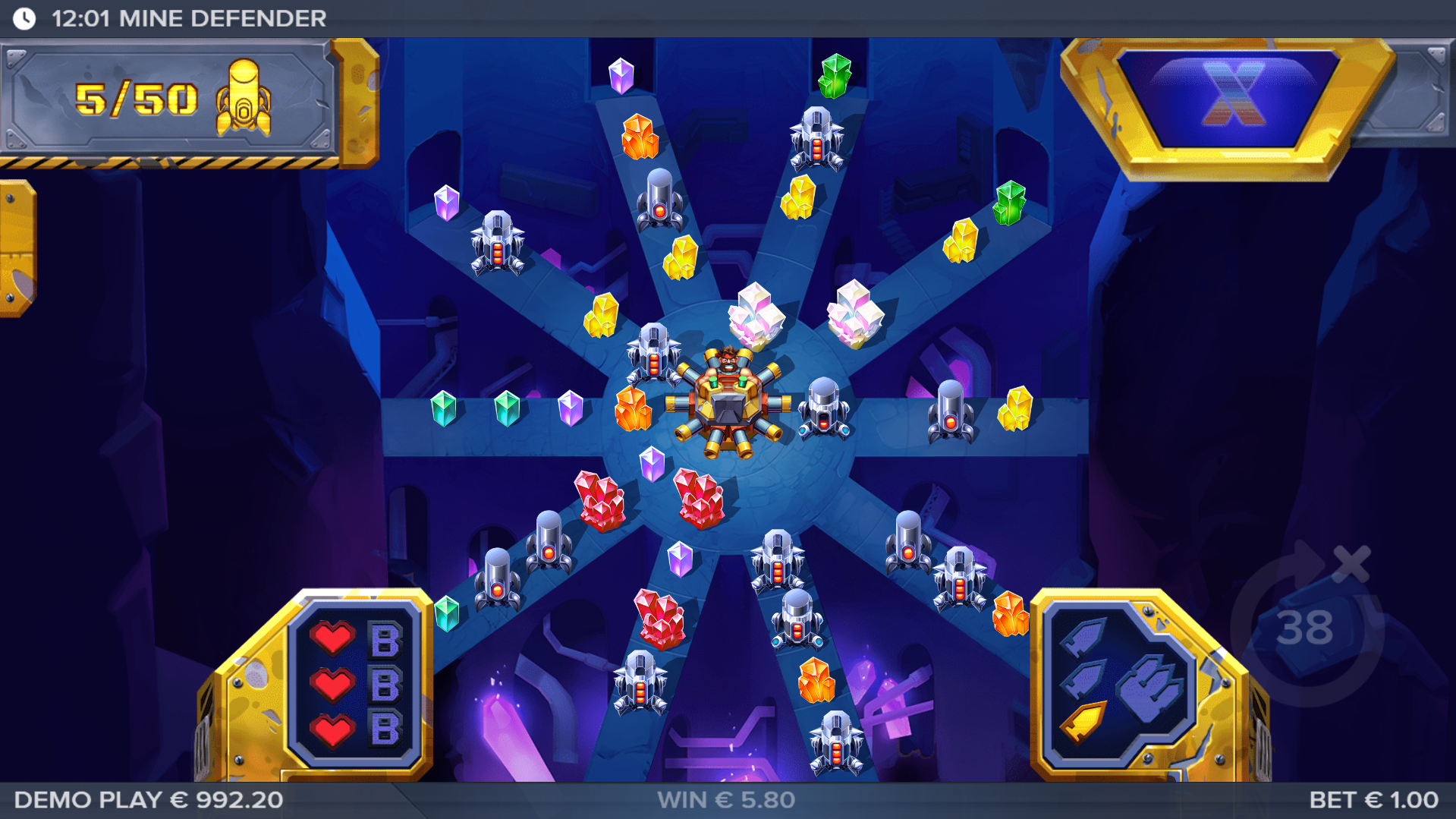 Collect features and scatters to enter the Bonus round and fight off the swarm