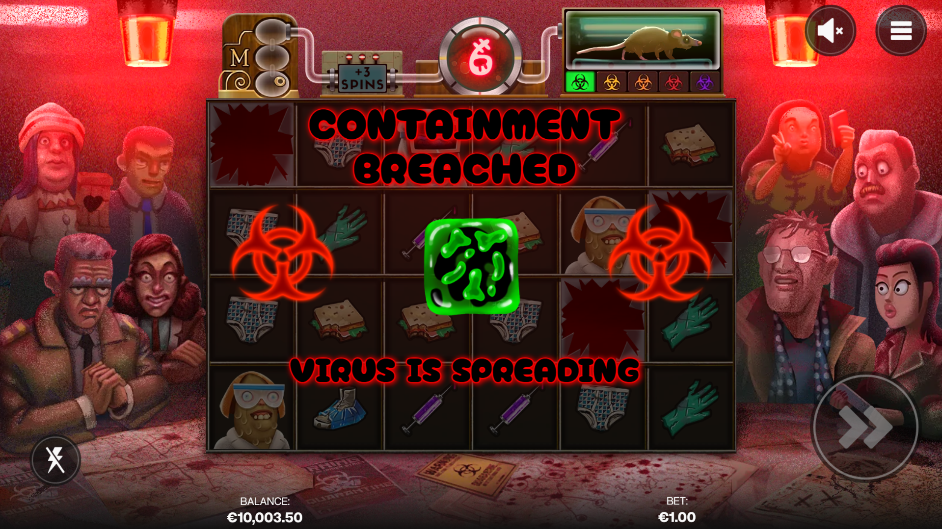 Land 3 or more Lab rat scatters to trigger the Bonus round