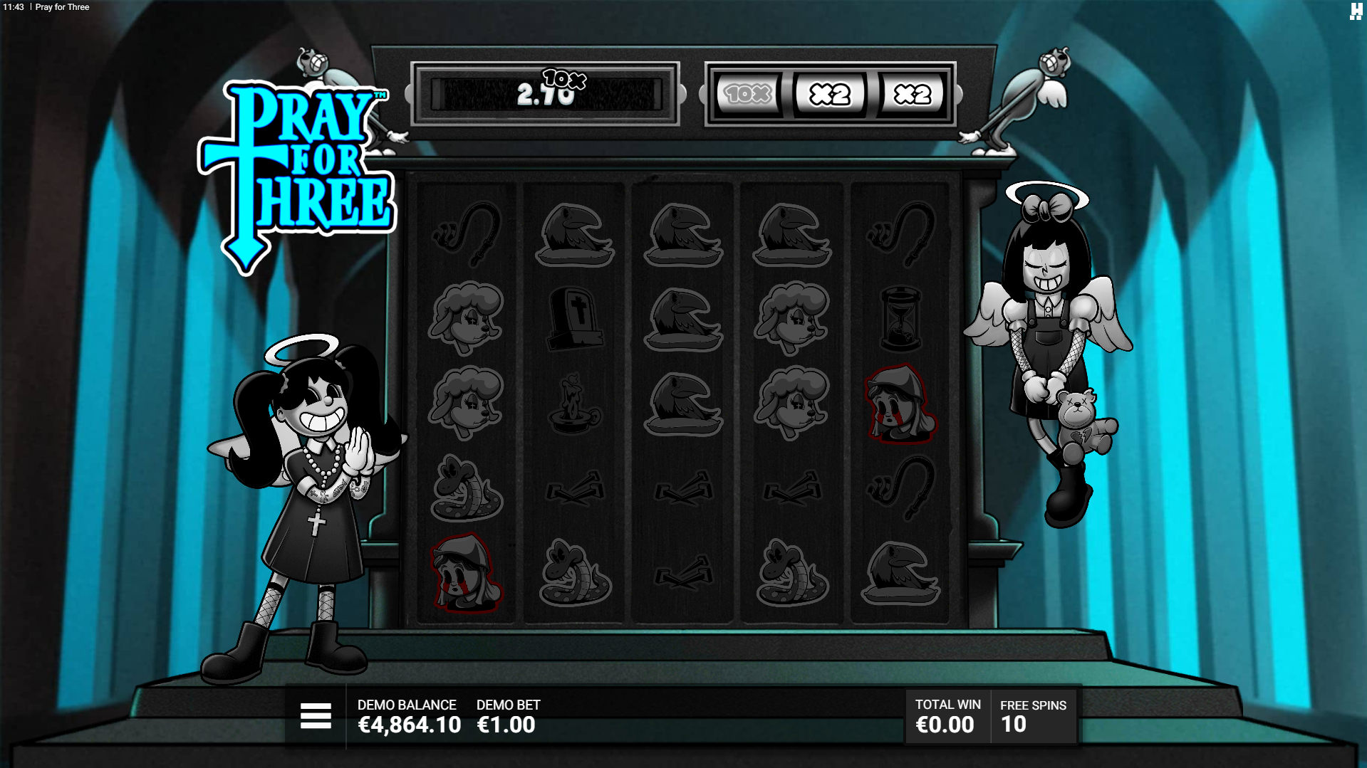 Free Spins give increased chances of landing Prayer Hands and Wilds