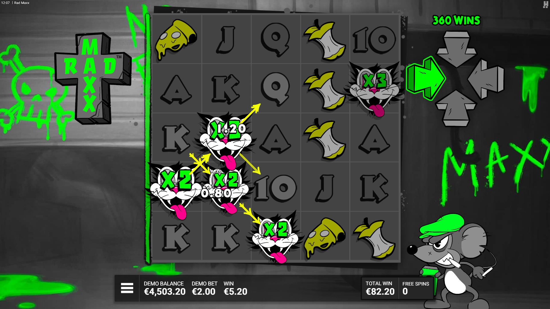 Crazy Cat symbols become persistent during each Free Spin bonus