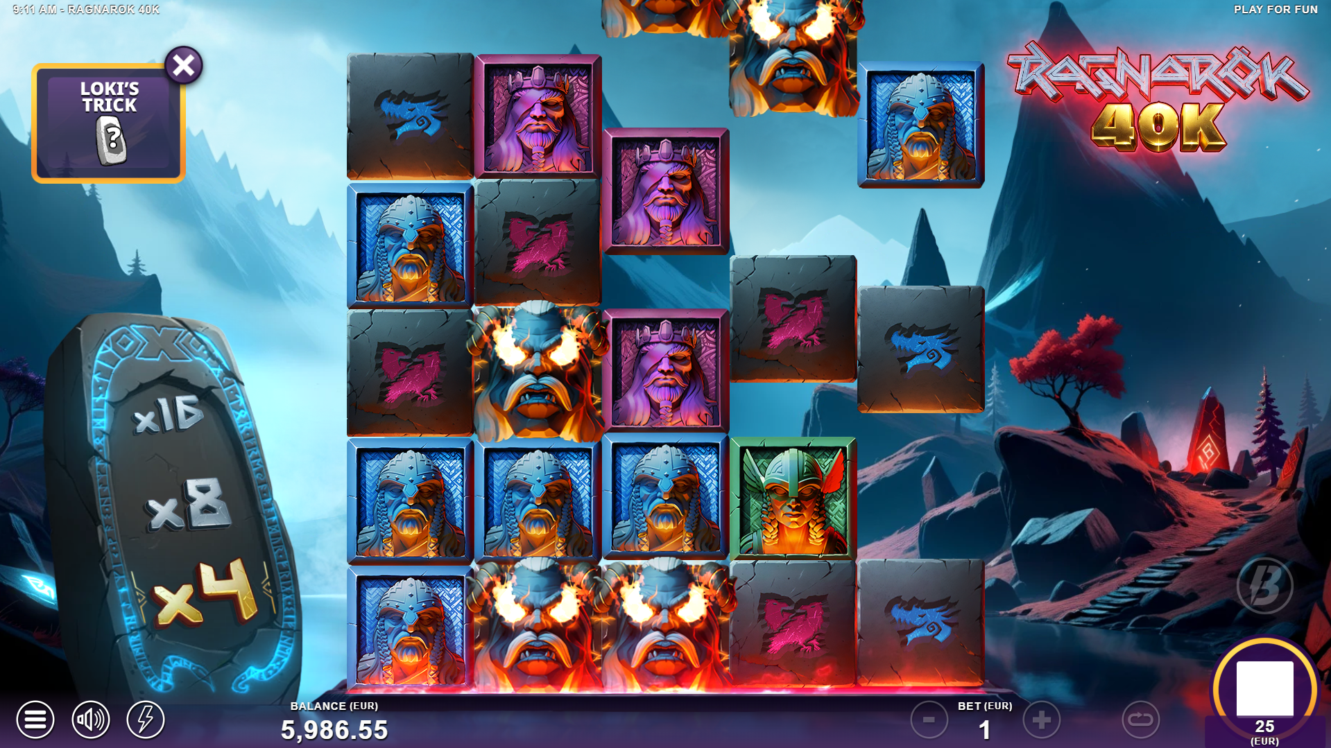 Activate Loki's Trick for an enhanced starting multiplier value alongside the chances of Giant symbols appearing