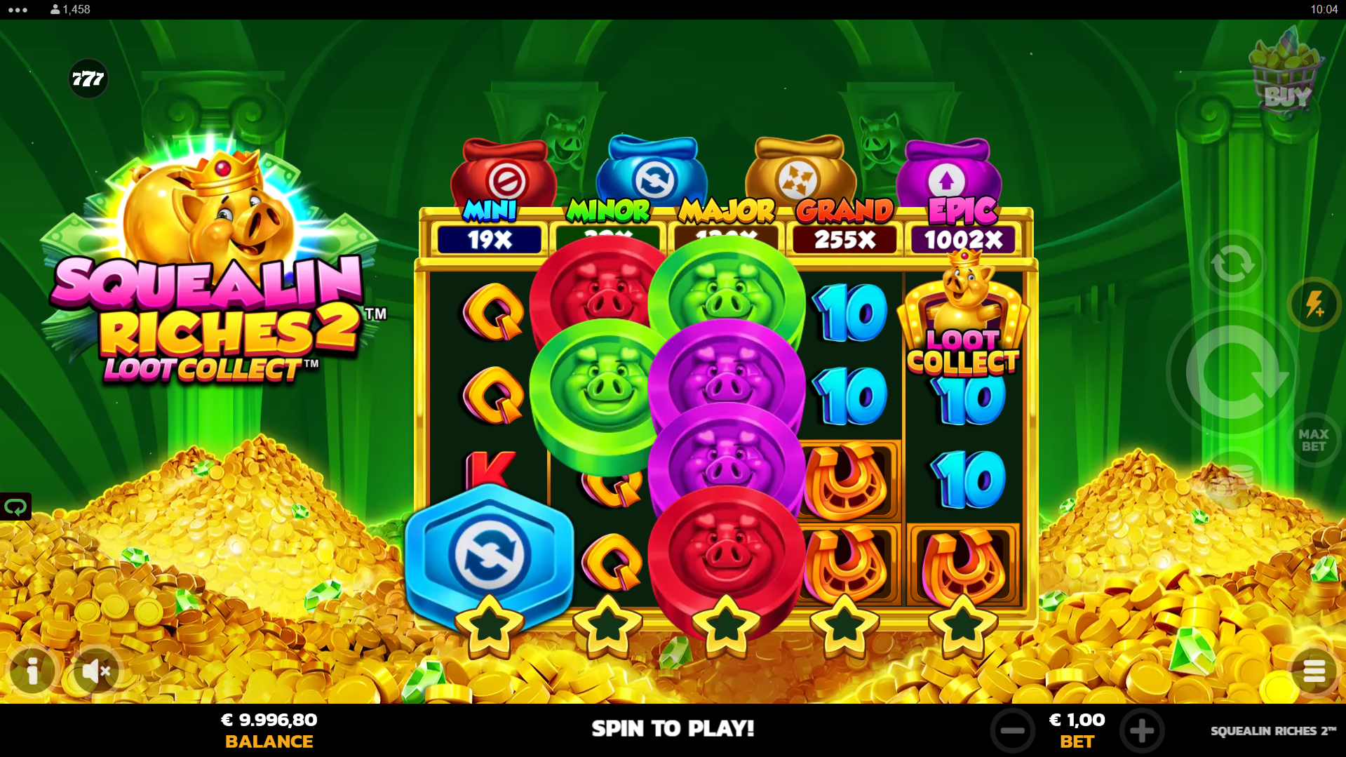 Collect Pot Coins for the chance of triggering Free Spins with up to 4 active features
