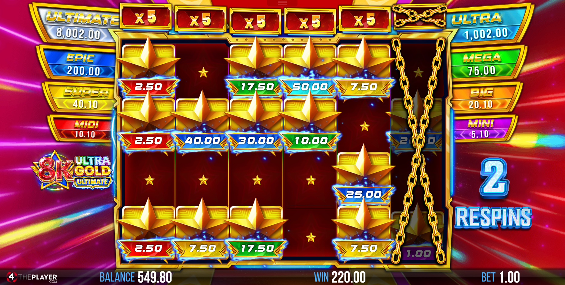 Bonus Choice Respin feature play