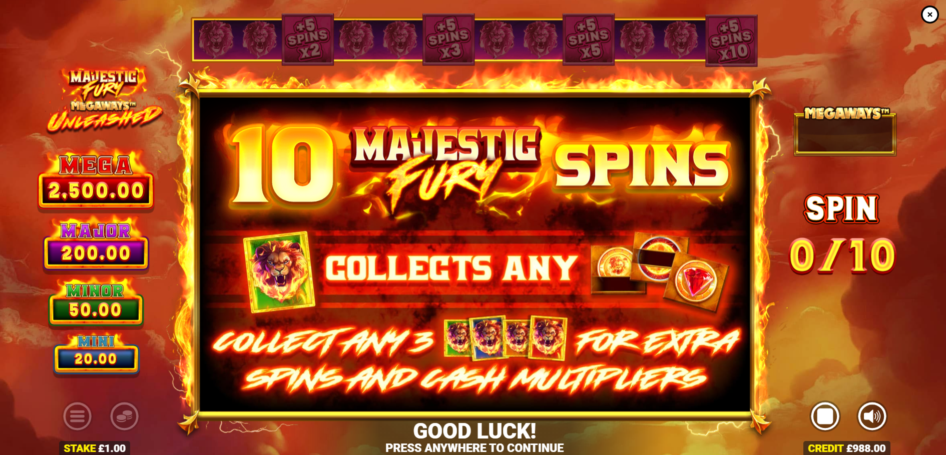 Majestic Fury Megaways Unleashed Free Spins Trigger