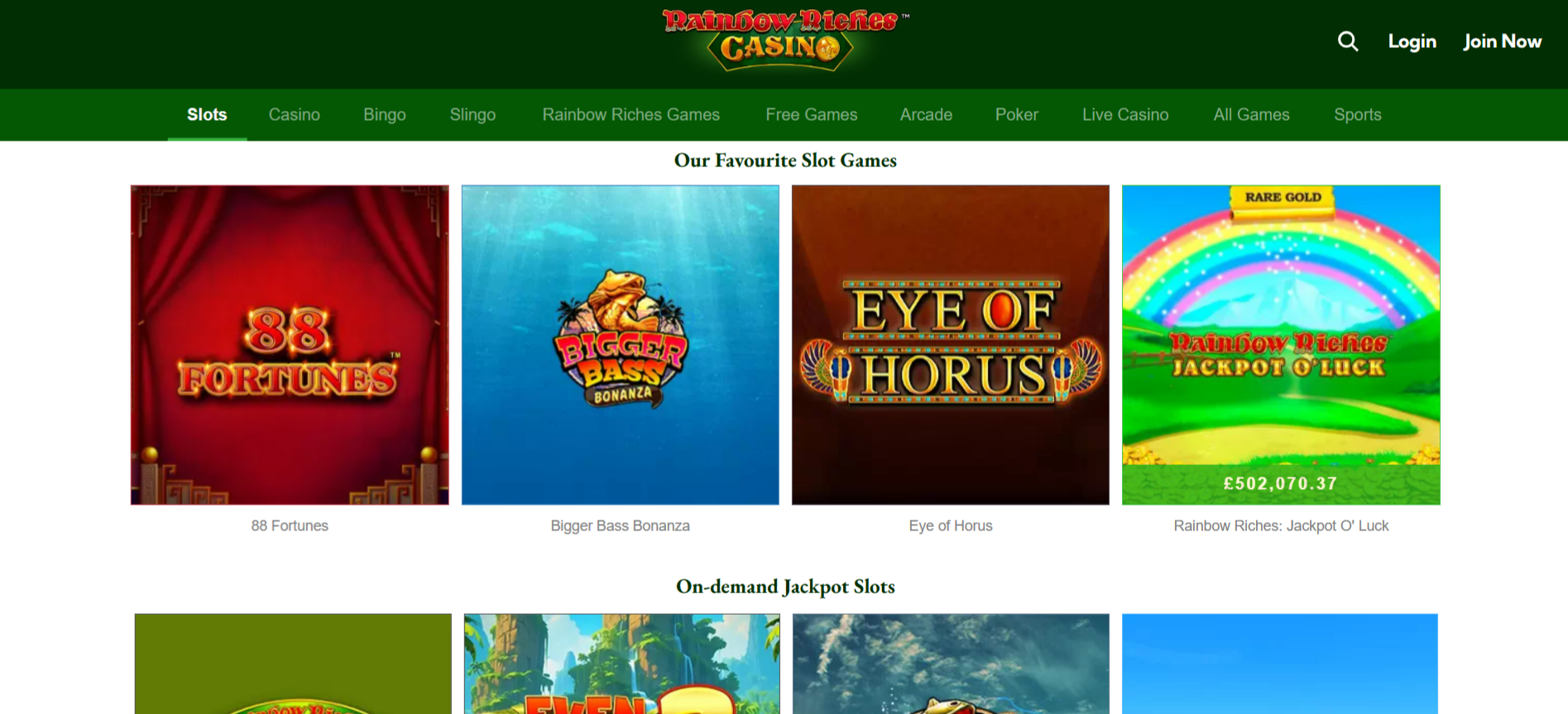Rainbow Riches Game Selection