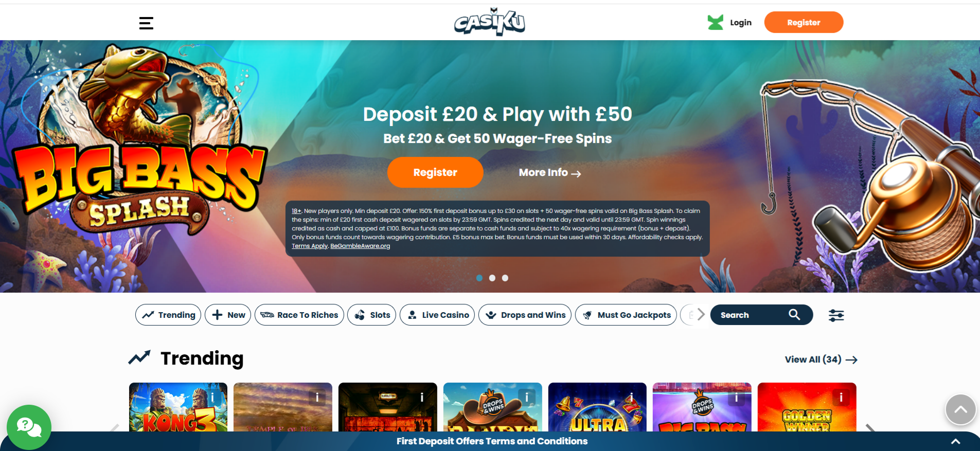 Casiku Casino Homepage