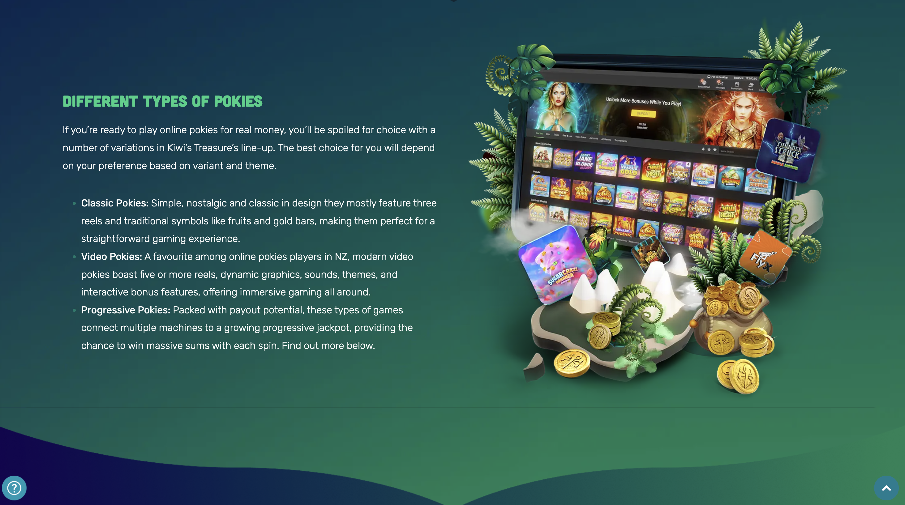 Kiwi's Treasure Pokies Selection