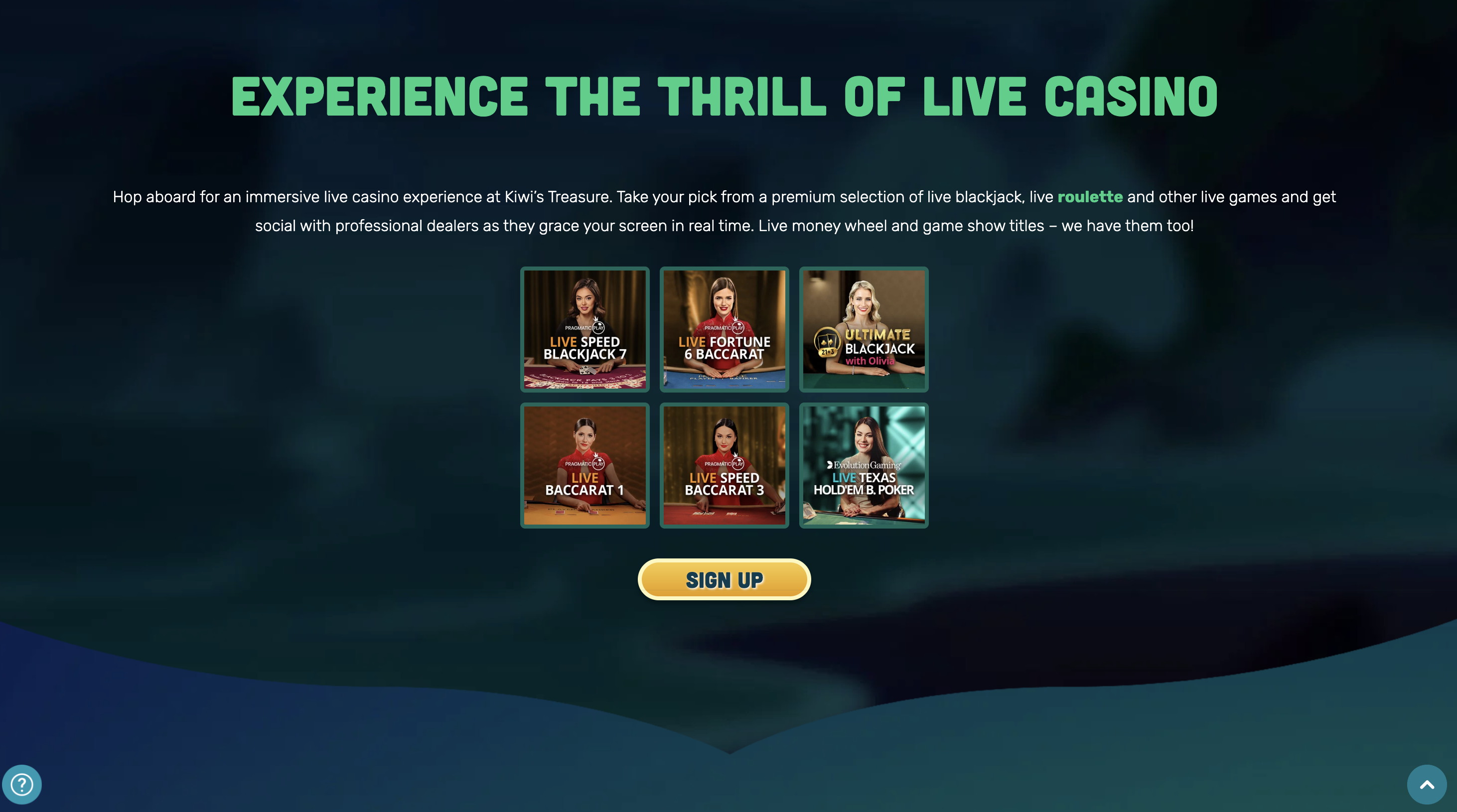 Kiwi's Treasure Live Casino