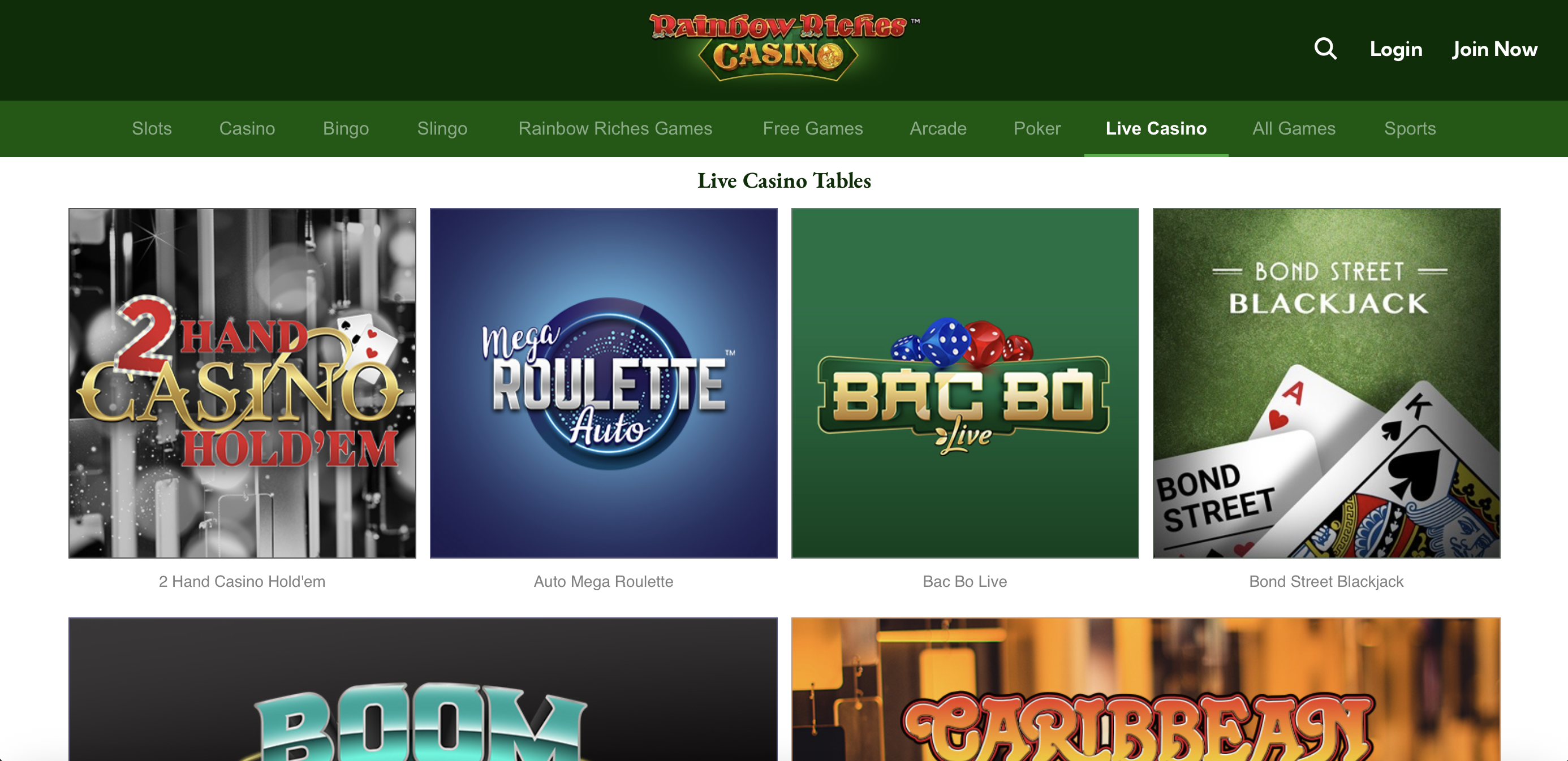 Rainbow Riches Live Casino