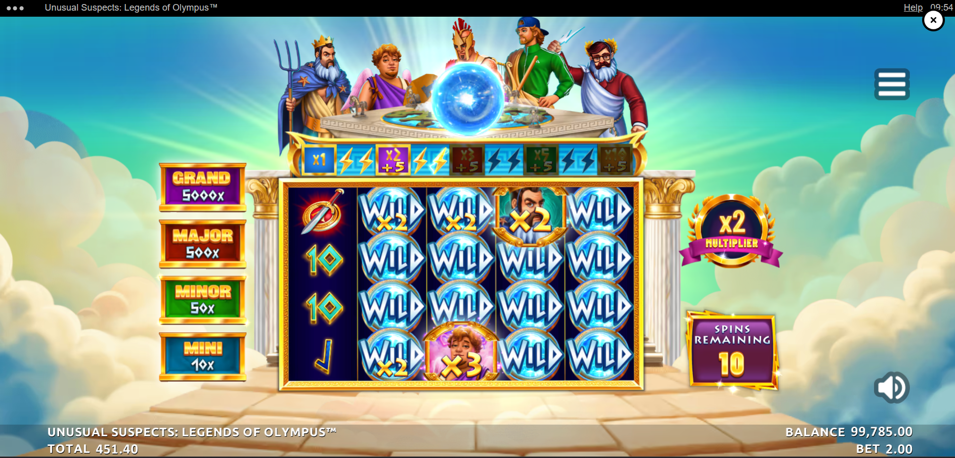 Unusual Suspects Legends of Olympus Free Spins