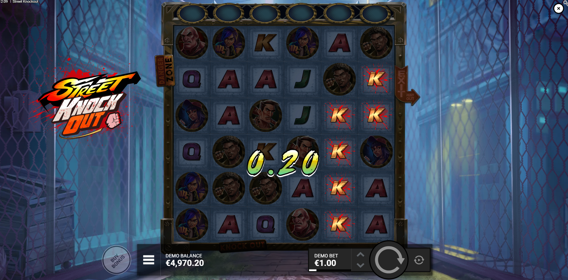 Wins occur when 5+ matching symbols connect horizontally or vertically