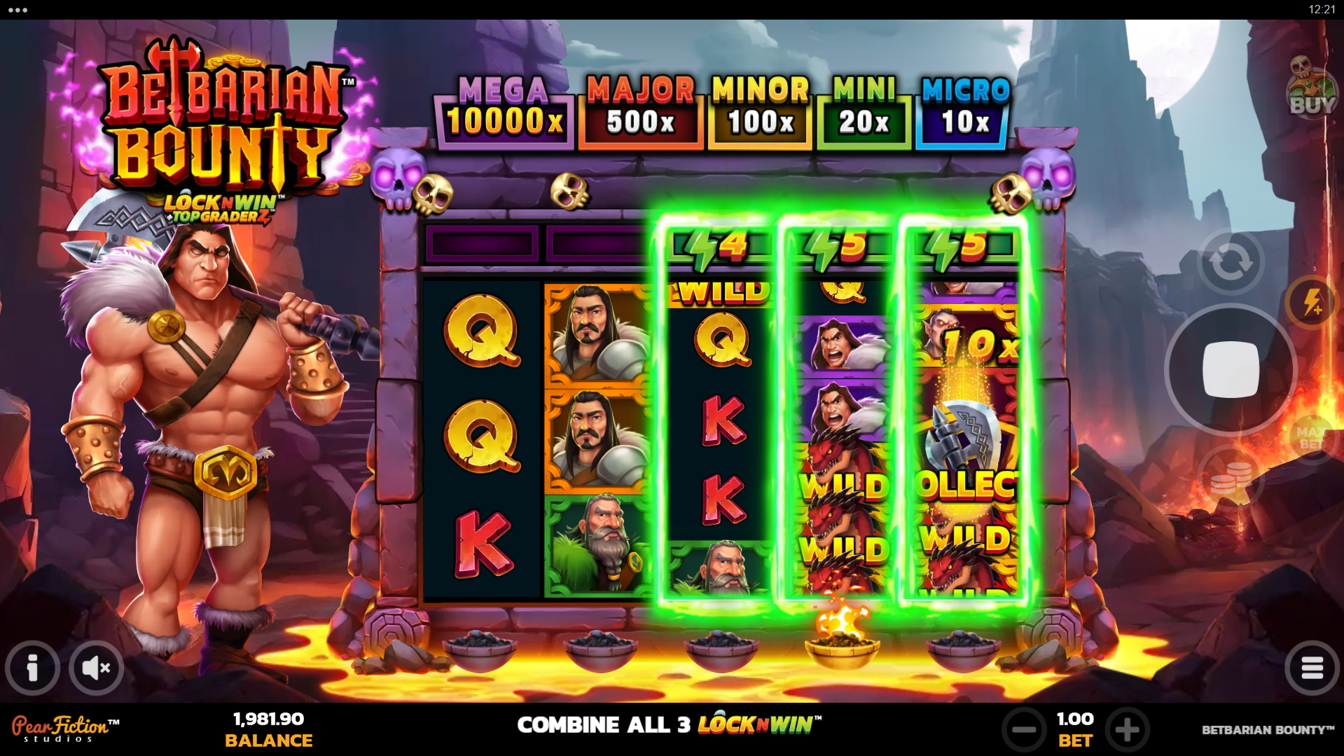 Land symbols in the Topgraderz row to enhance game rounds
