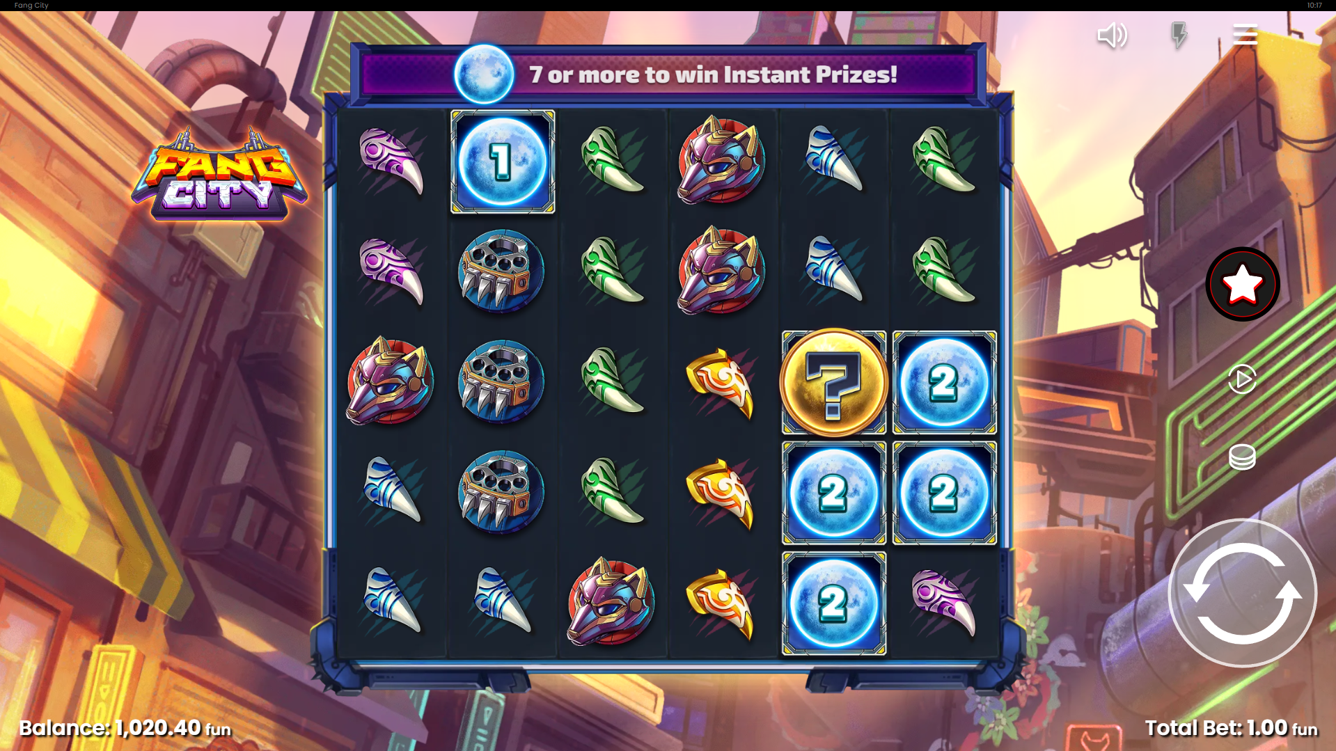 Land 7 or more Moon symbols and Mystery Moon symbols for Instant Prizes and Reveal features