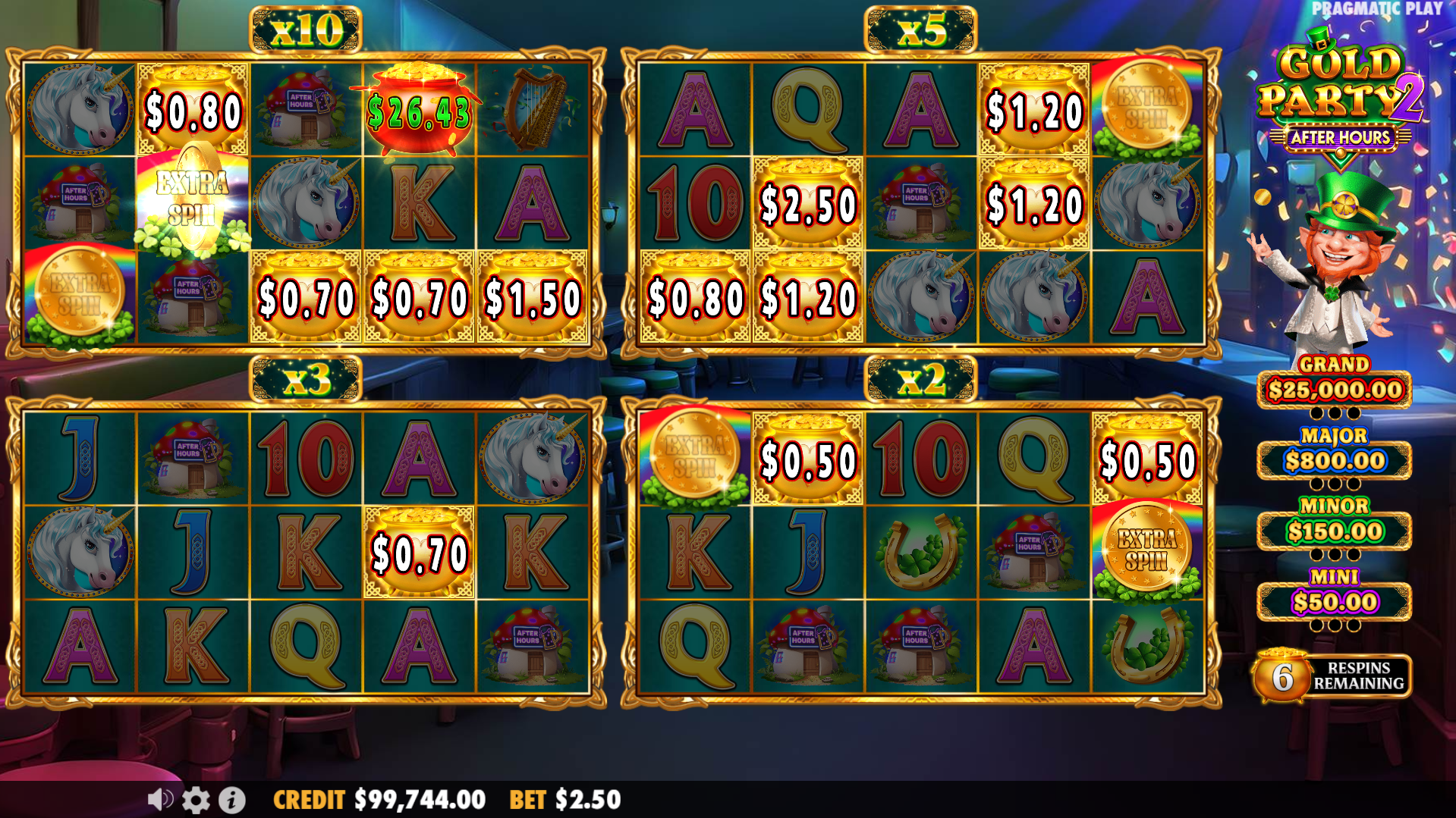 During Respins, all Symbols Lock in Place Including the Progressive Super Pot Symbol and Bonus Awards