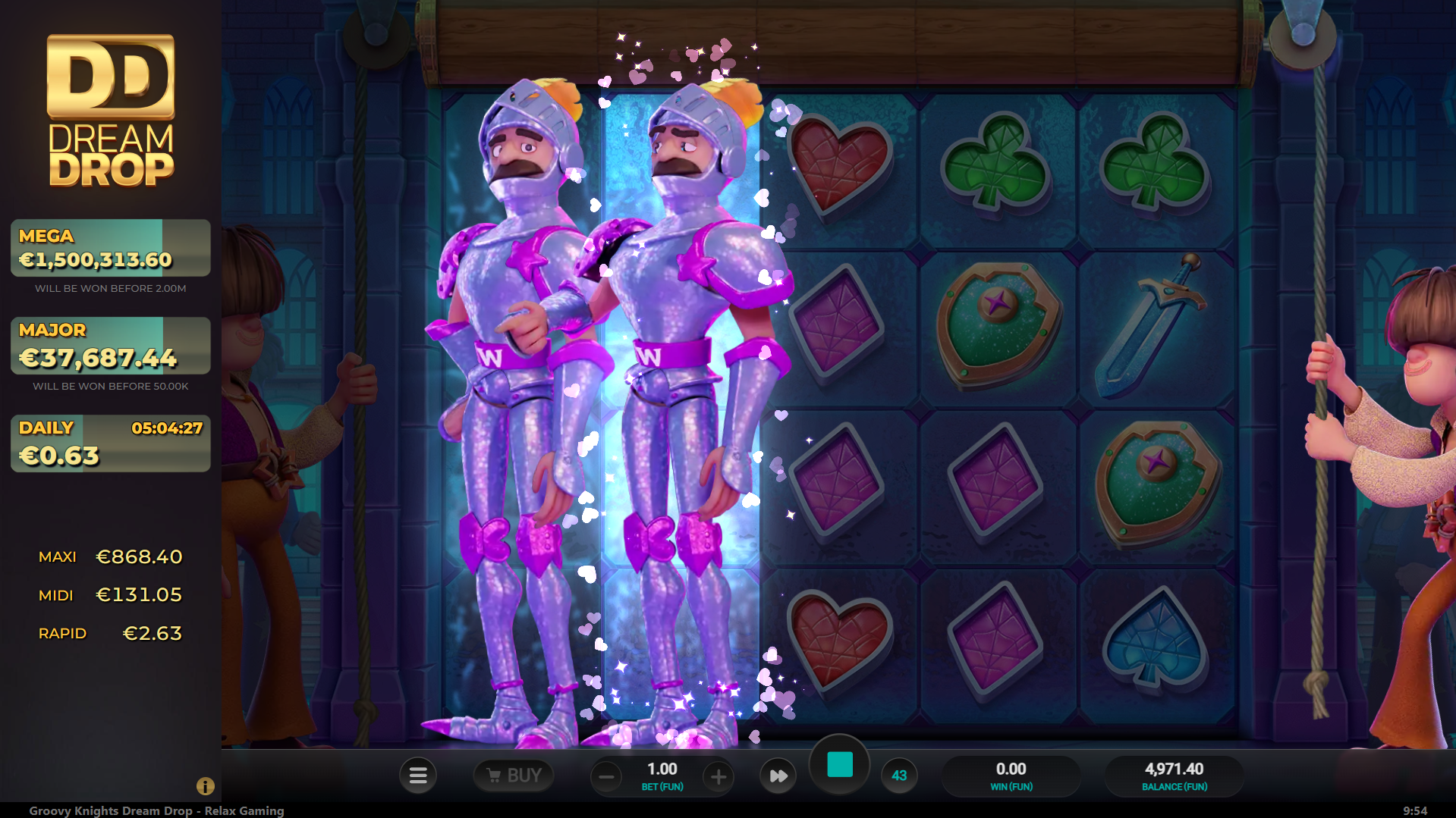 Land at Least 1 Fully Stacked Knight Wild to Trigger the Knight Re-Spin Bonus