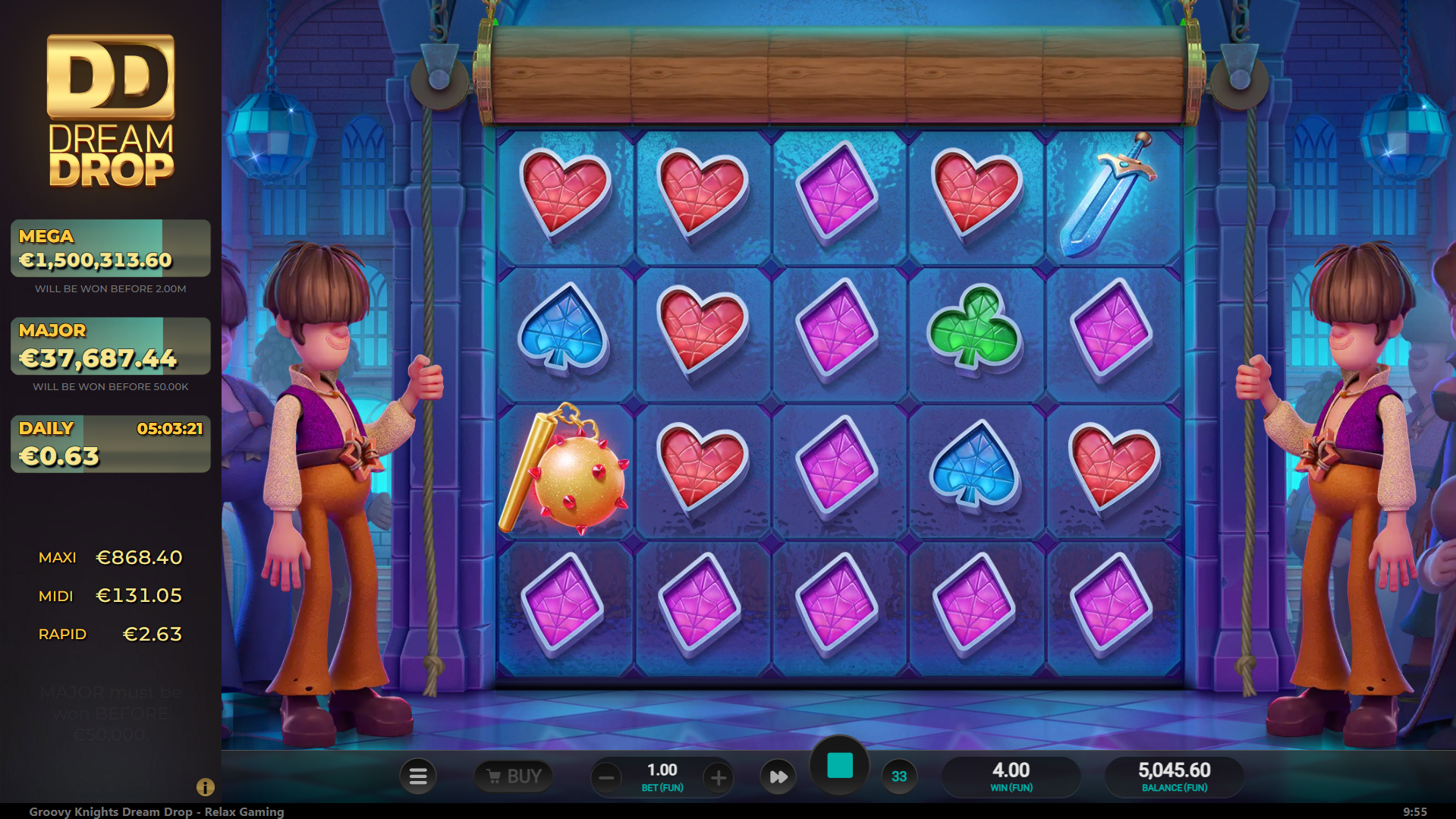 Groovy Knights Dream Drop Offers Players 20 Fixed Paylines