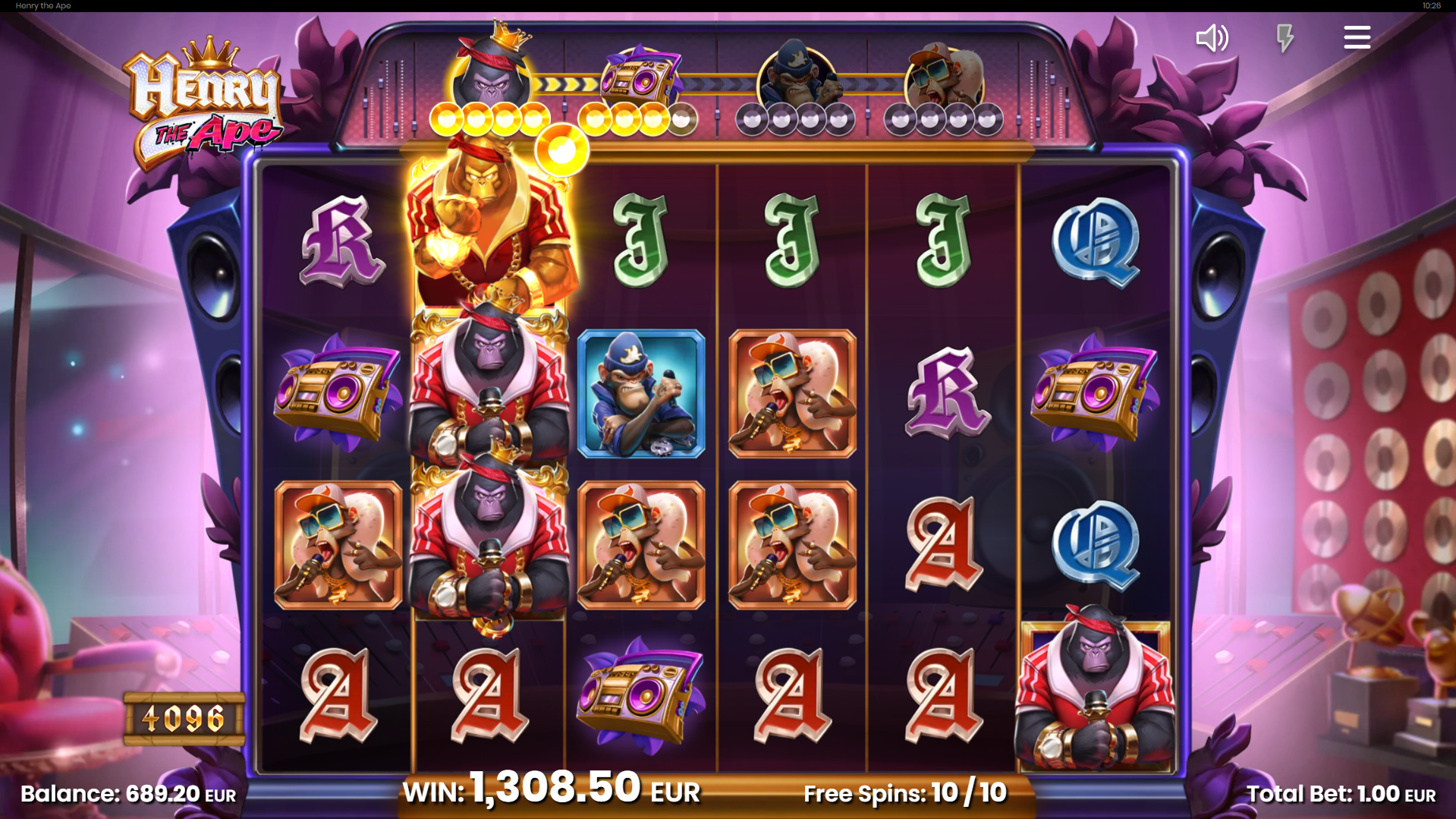 Collect Gold Disks during Free Spins to transform symbols and achieve extra spins