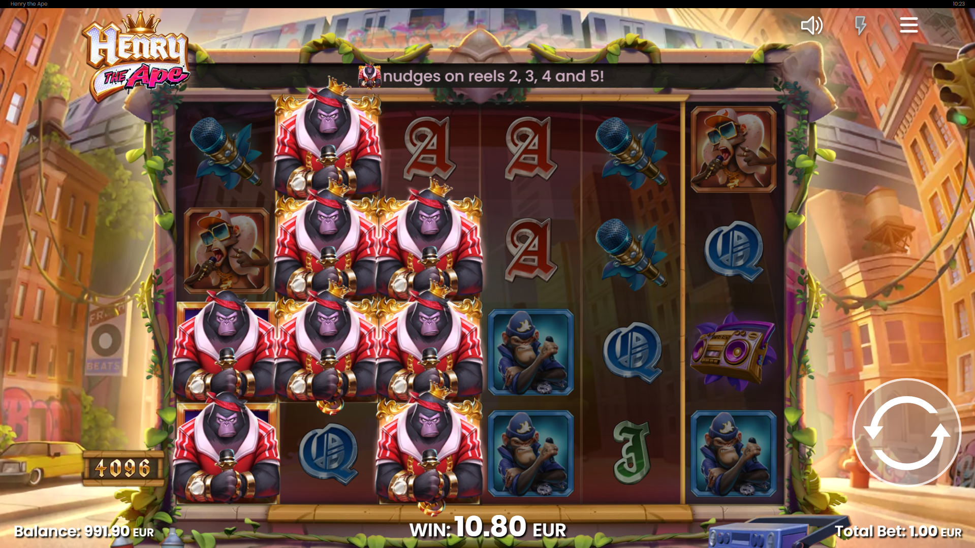 Activate the Nudge feature when the top-paying symbol lands on the reels
