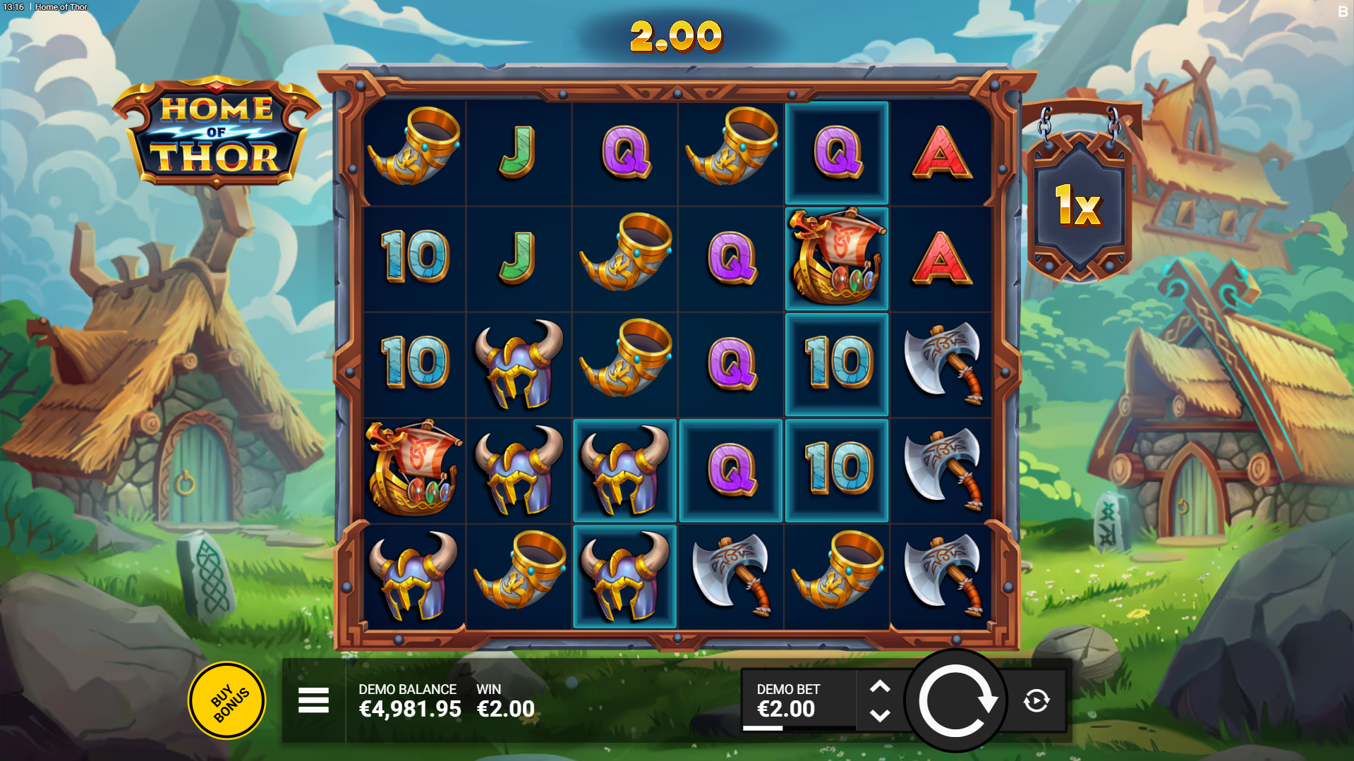 Each win leaves behind a highlighted zone which can be activated by a Mjolnir symbol