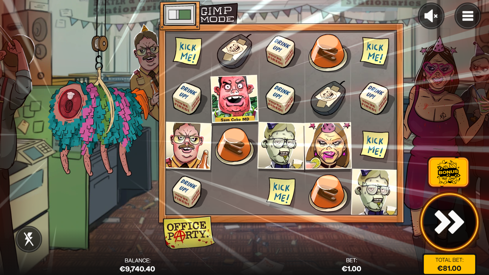 Knock off the Pinata's head to trigger the Bonus game