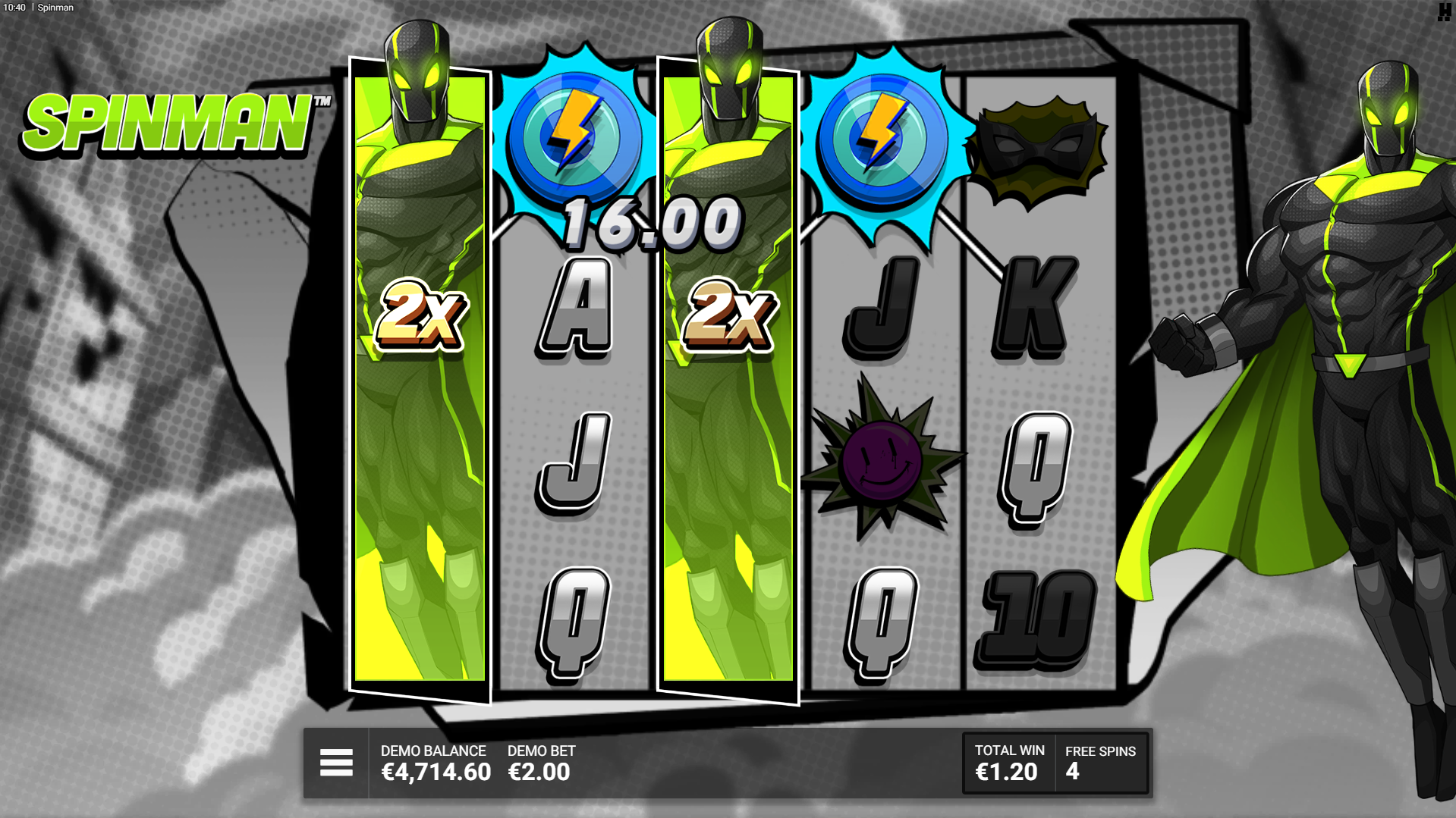 Trigger Free Spins for an increased or guaranteed chance of Spinman symbols landing on each spin