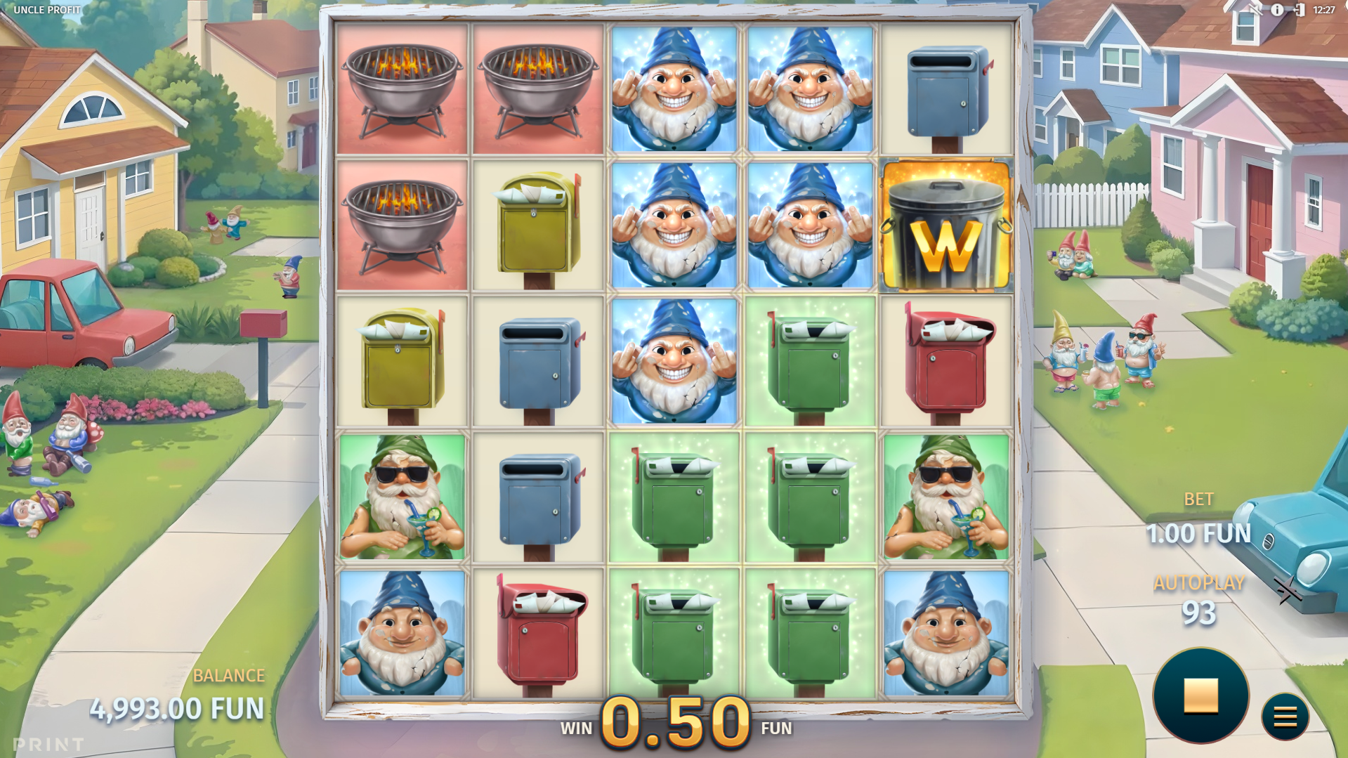 Land clusters of 5 or more matching symbols to win
