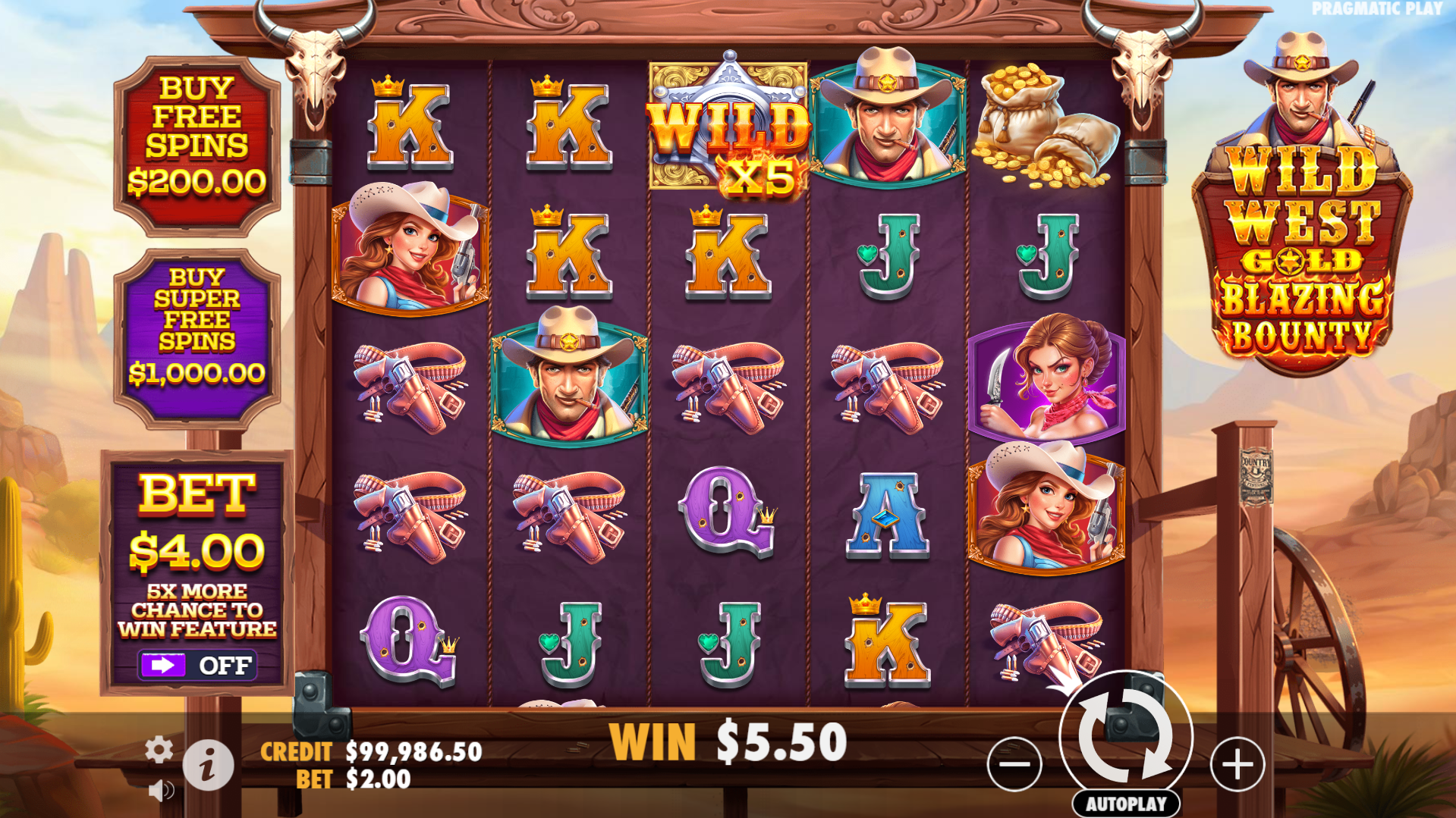 Land Wild symbols with base game multipliers up to x5 for bigger wins