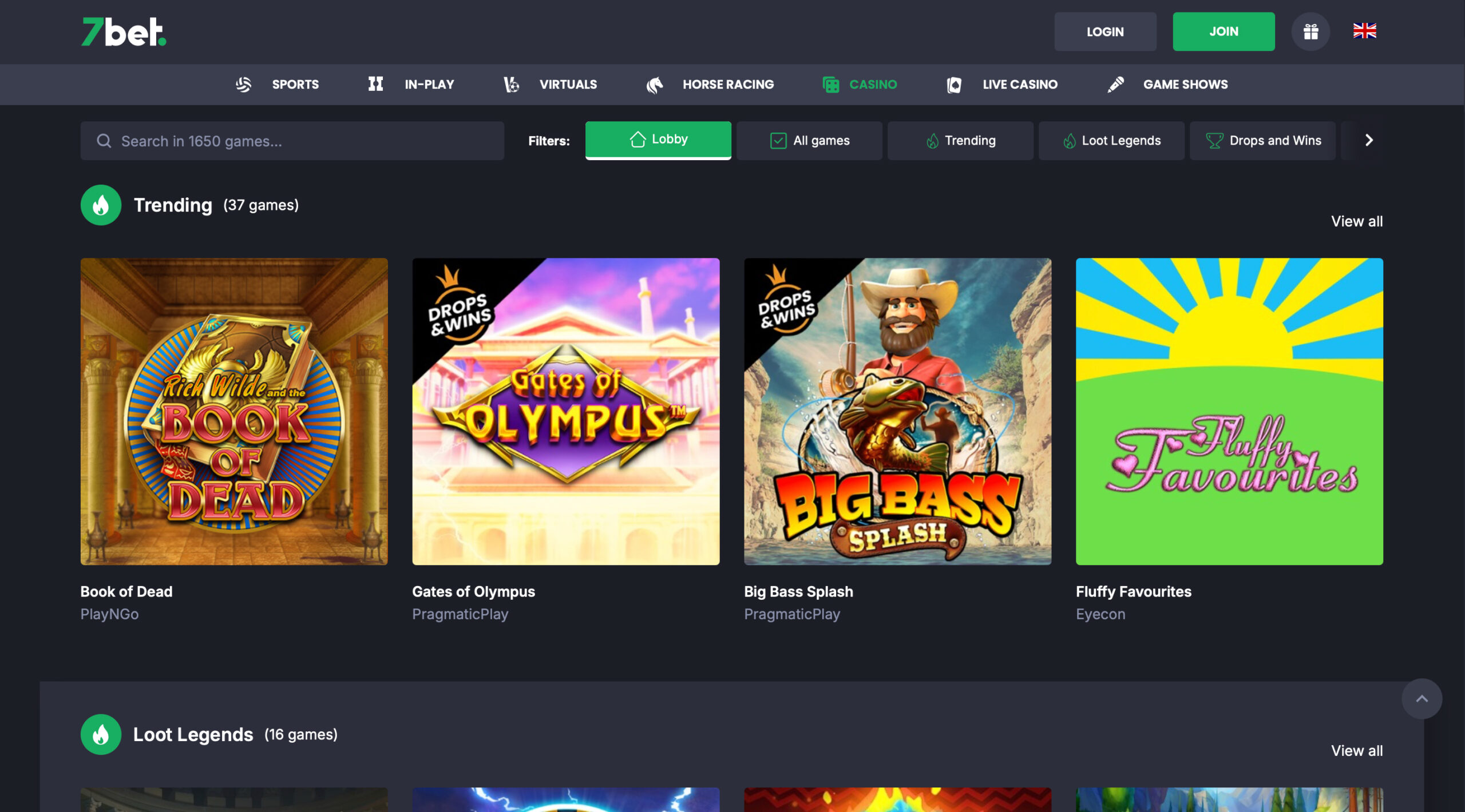 7bet Slot Selection