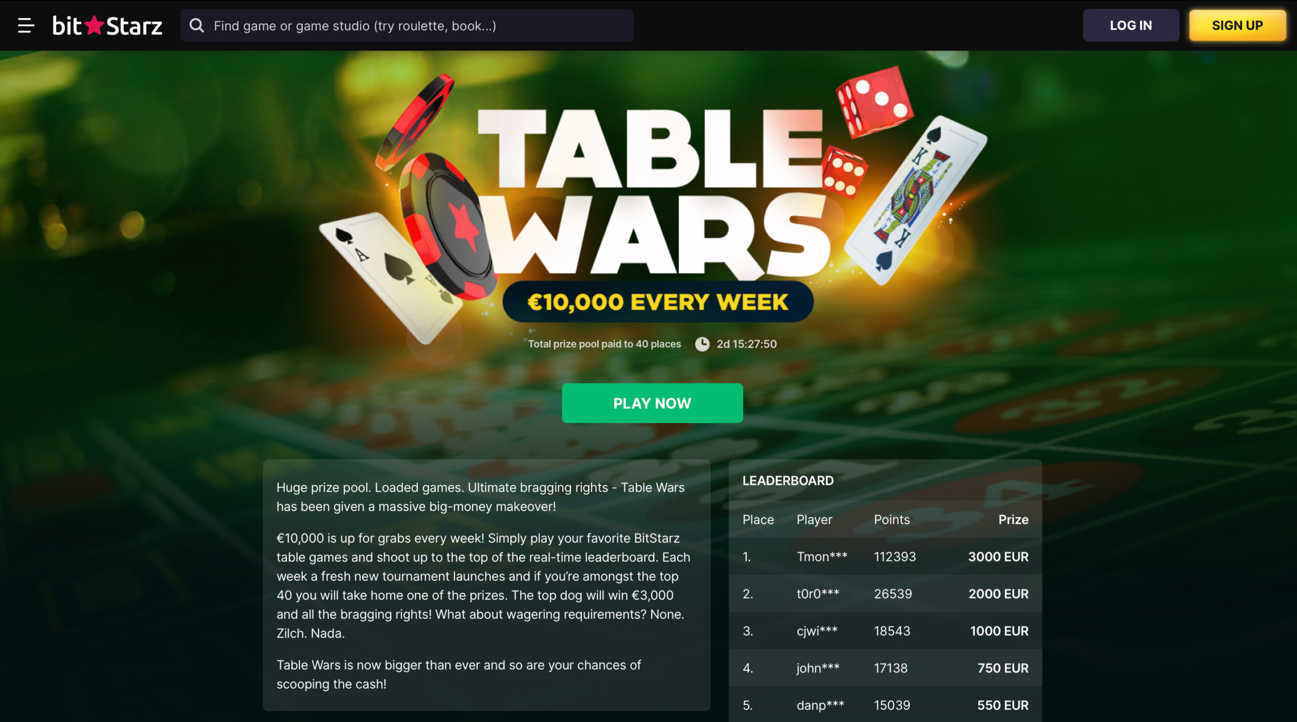 BitStarz Table Wars