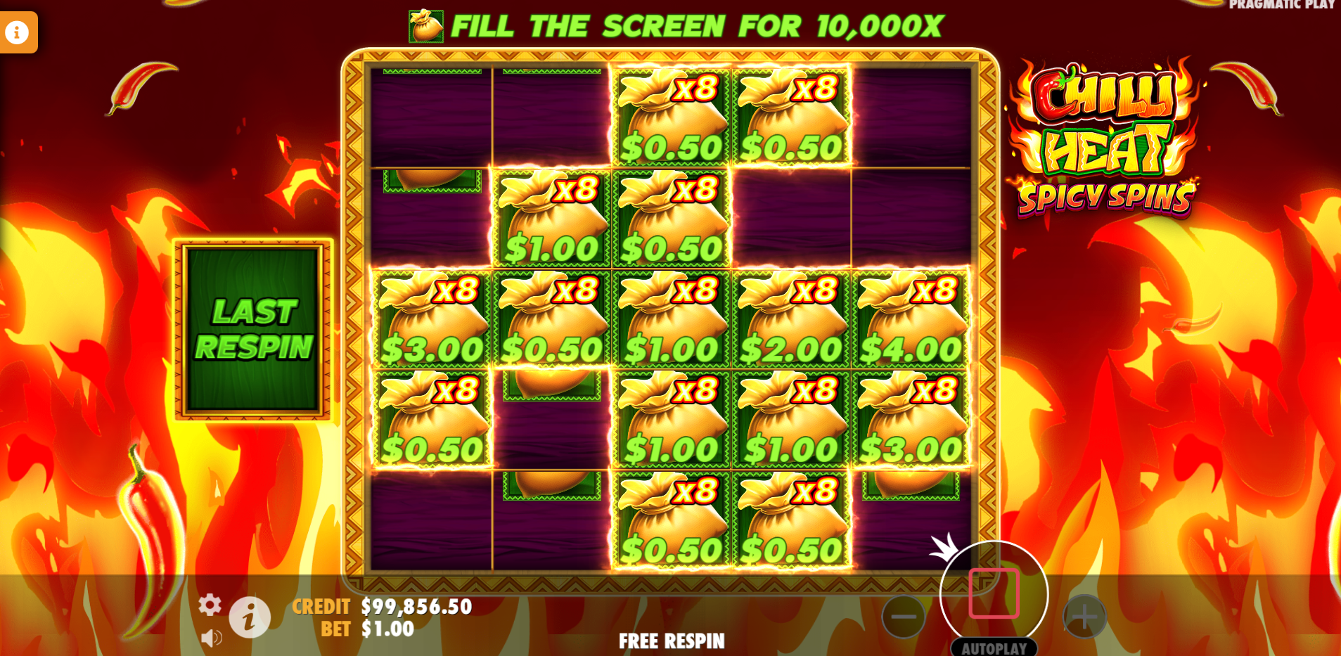 Chilli Heat Spicy Spins Respins Feature
