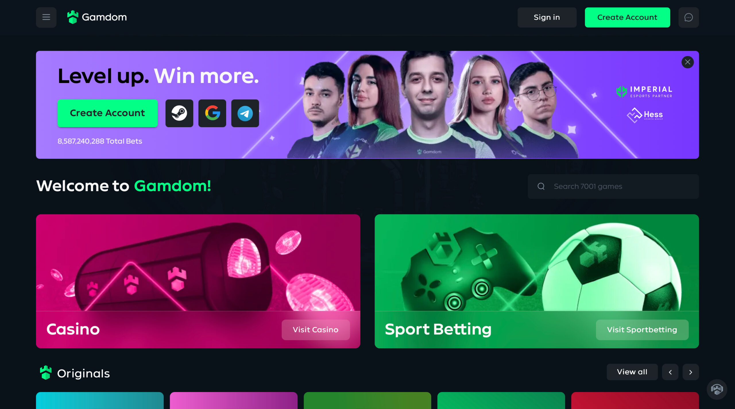 Gamdom Homepage