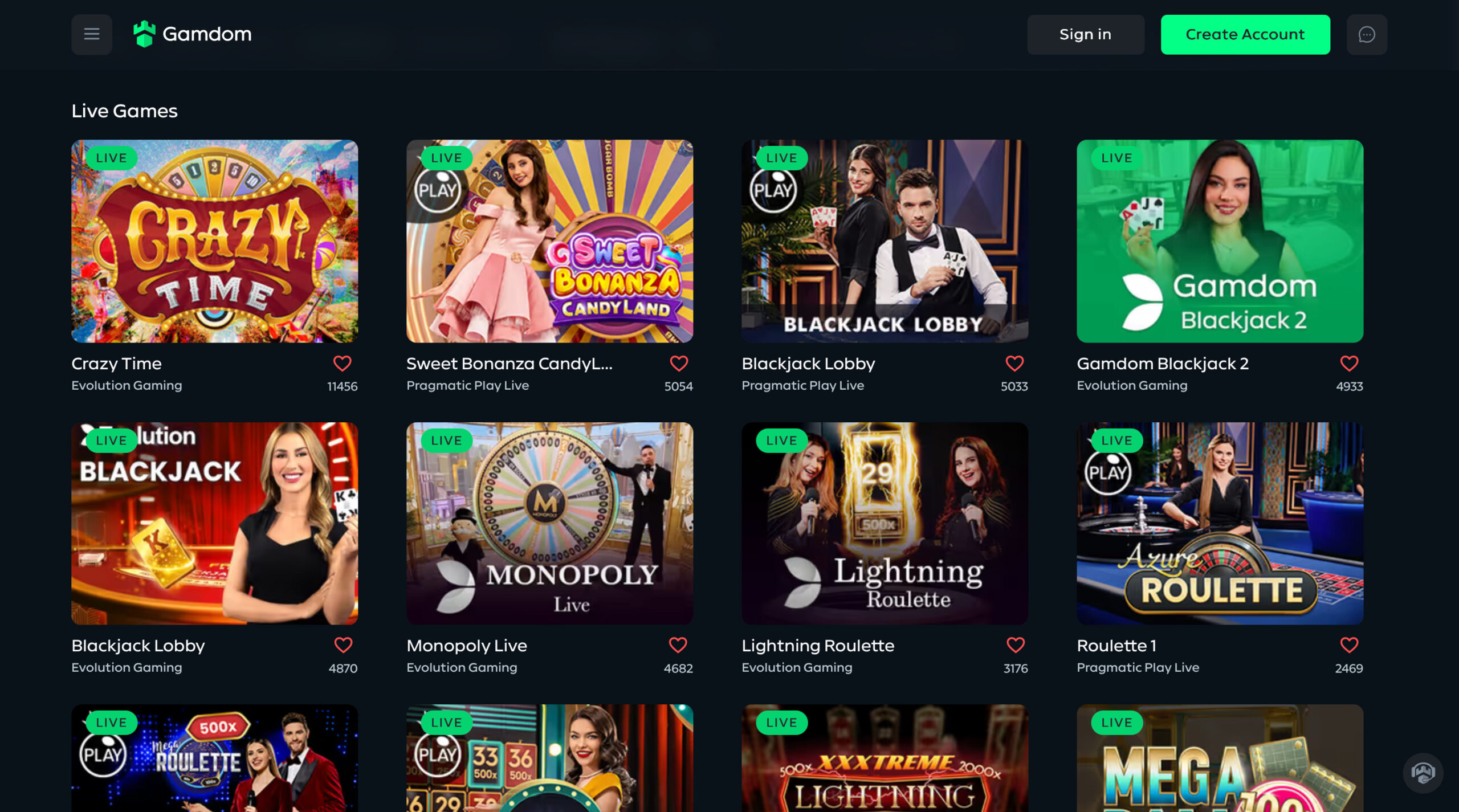 Gamdom Live Casino