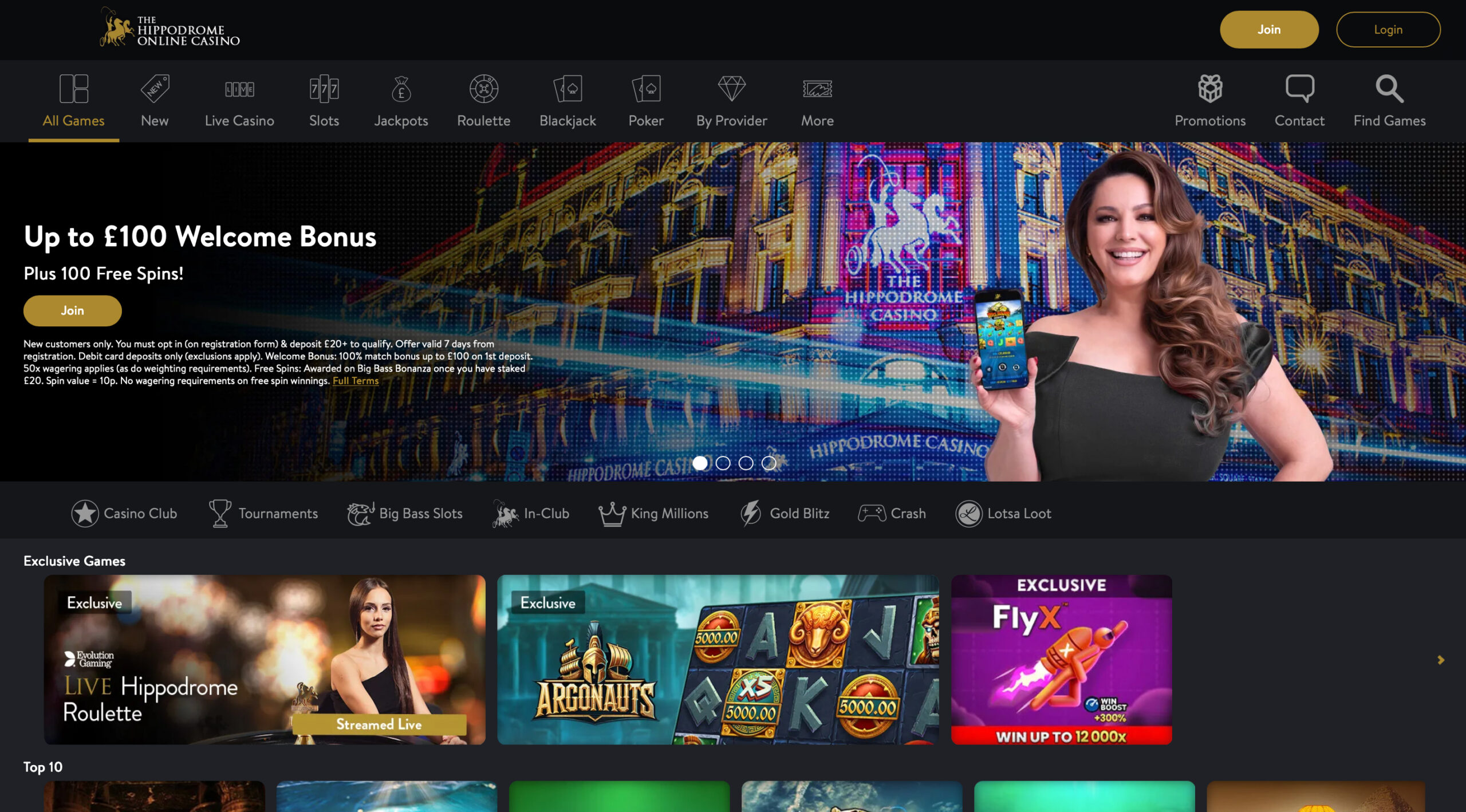 The Hippodrome Online Casino Homepage
