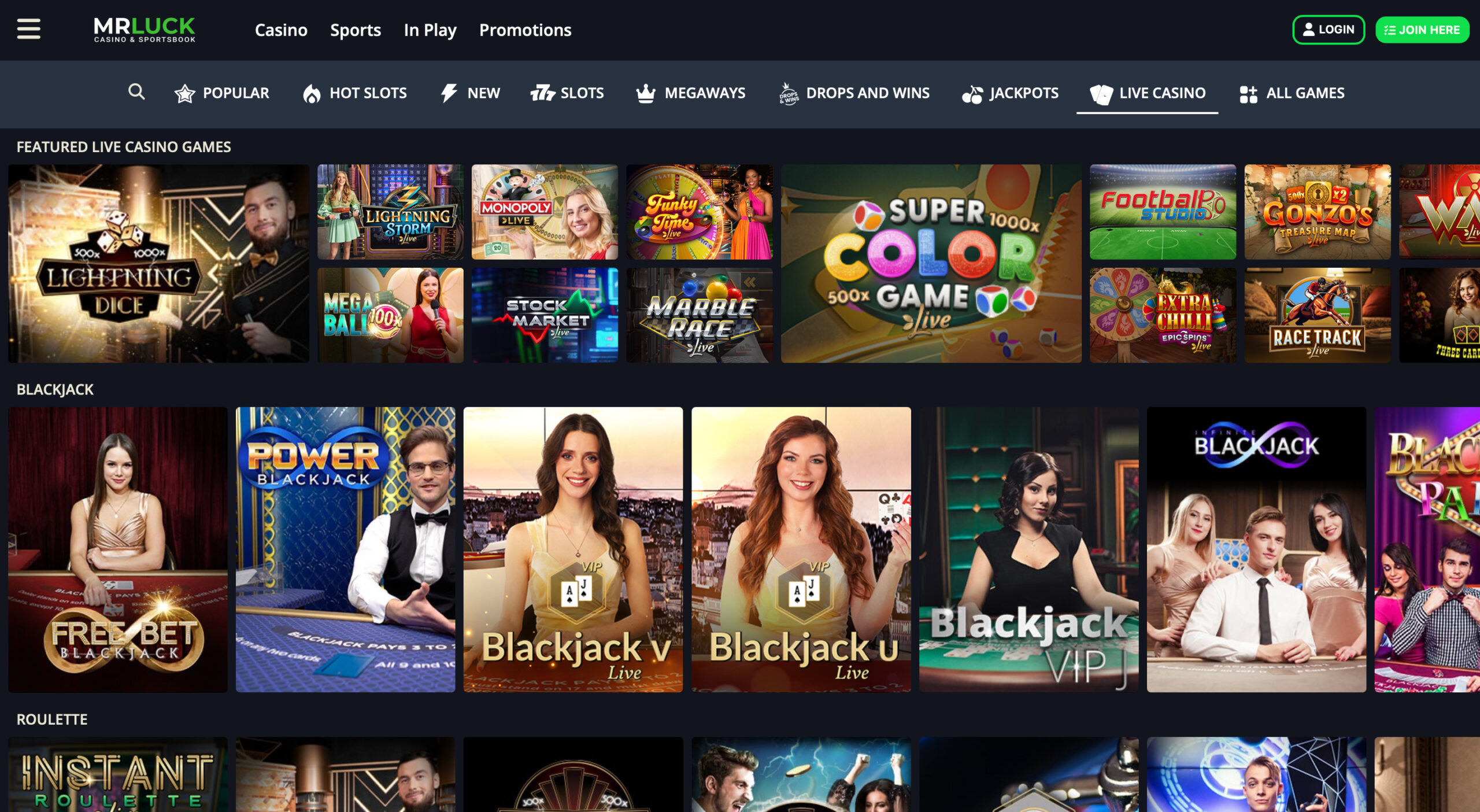 Mr Luck Live Casino