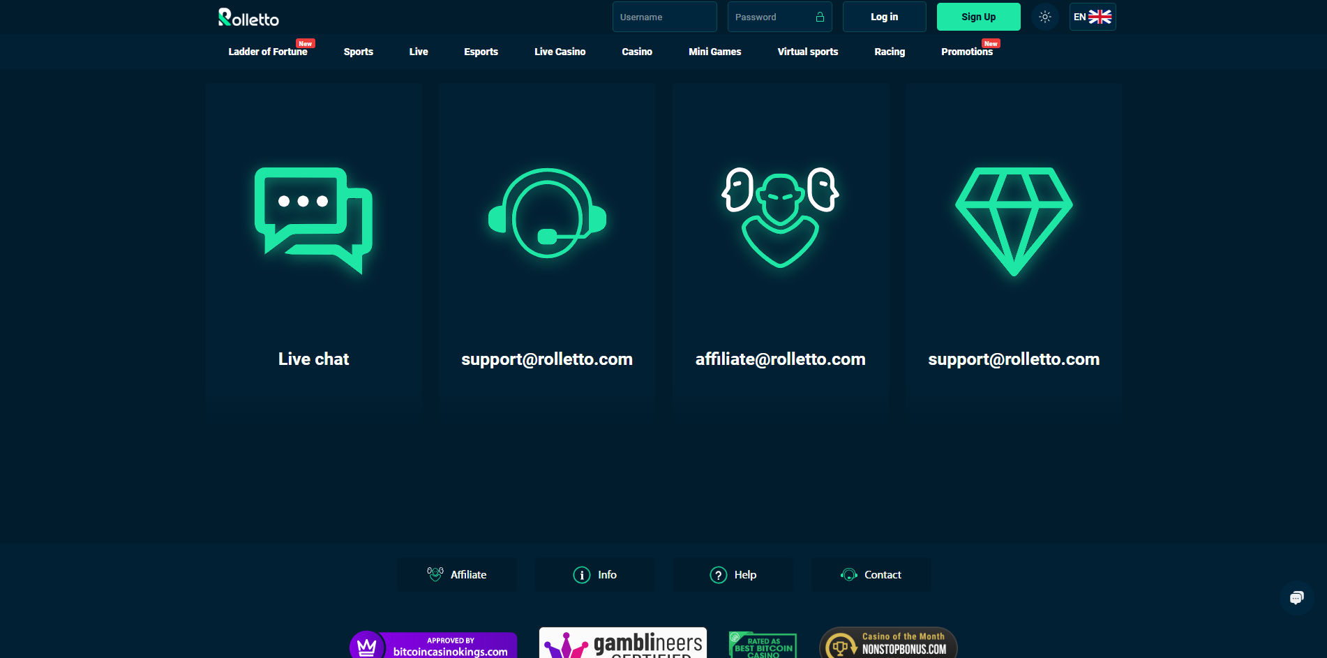 Rolletto Casino Customer Support