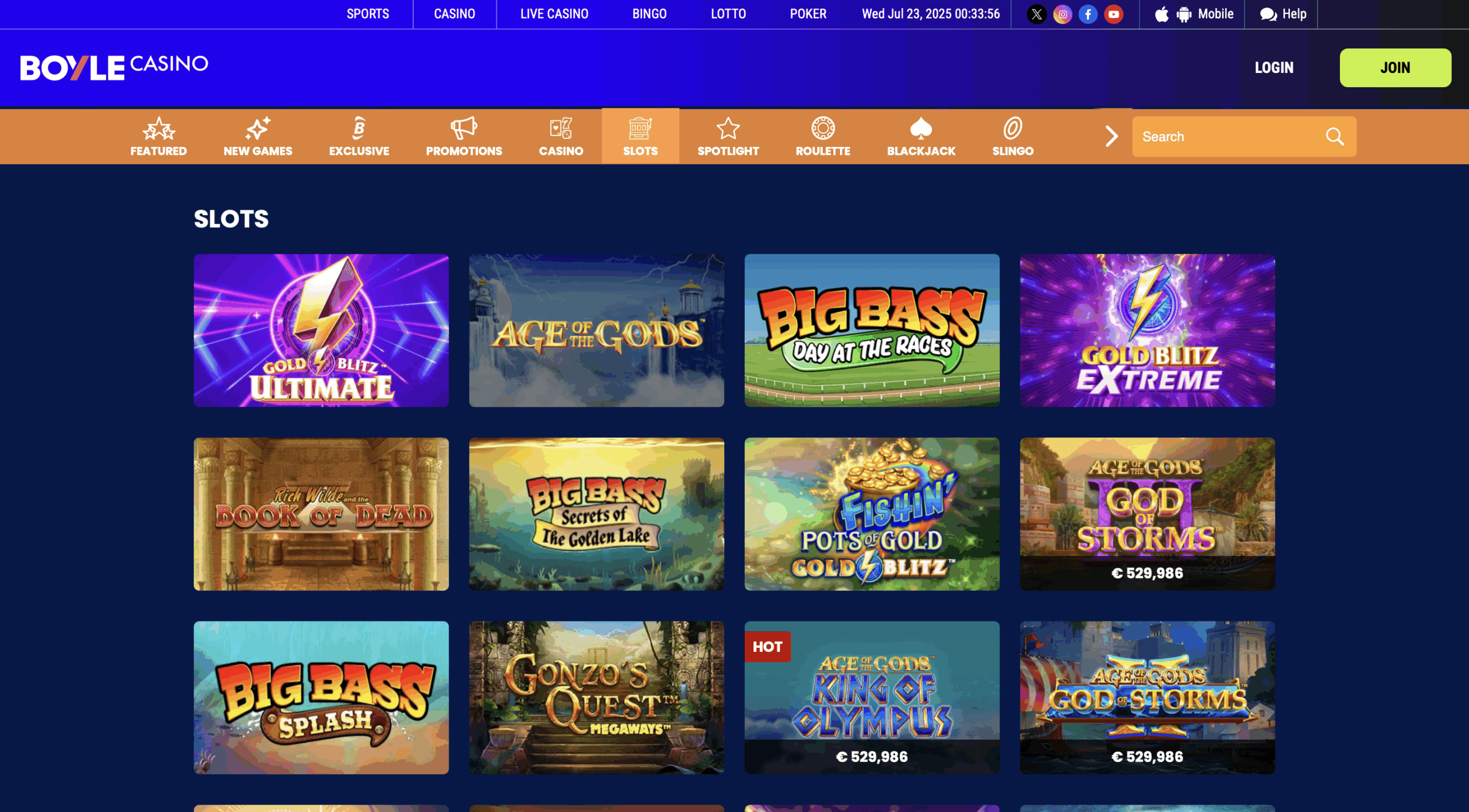 Boyle Casino Slot Selection