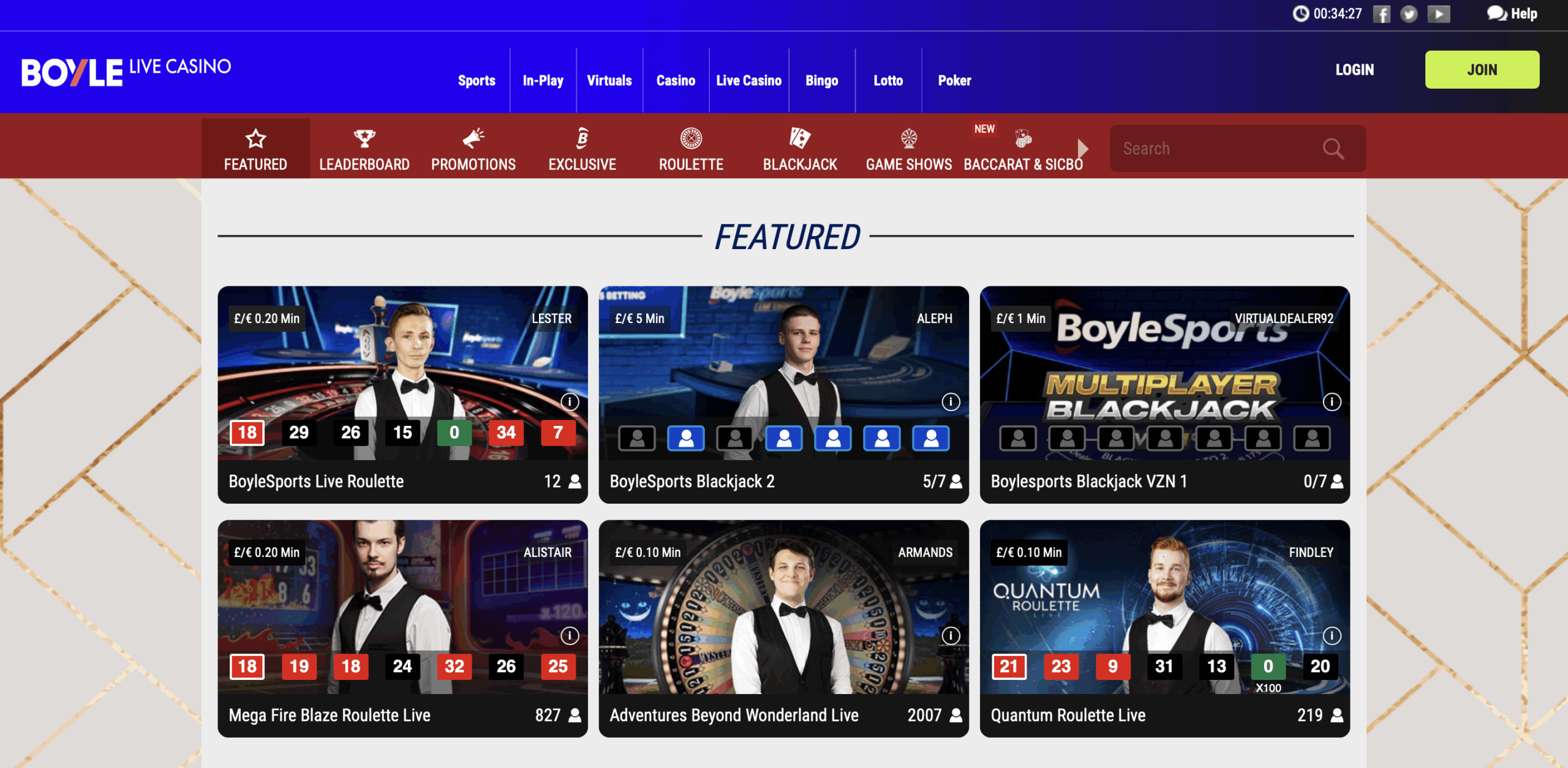 Boyle Casino Live Casino