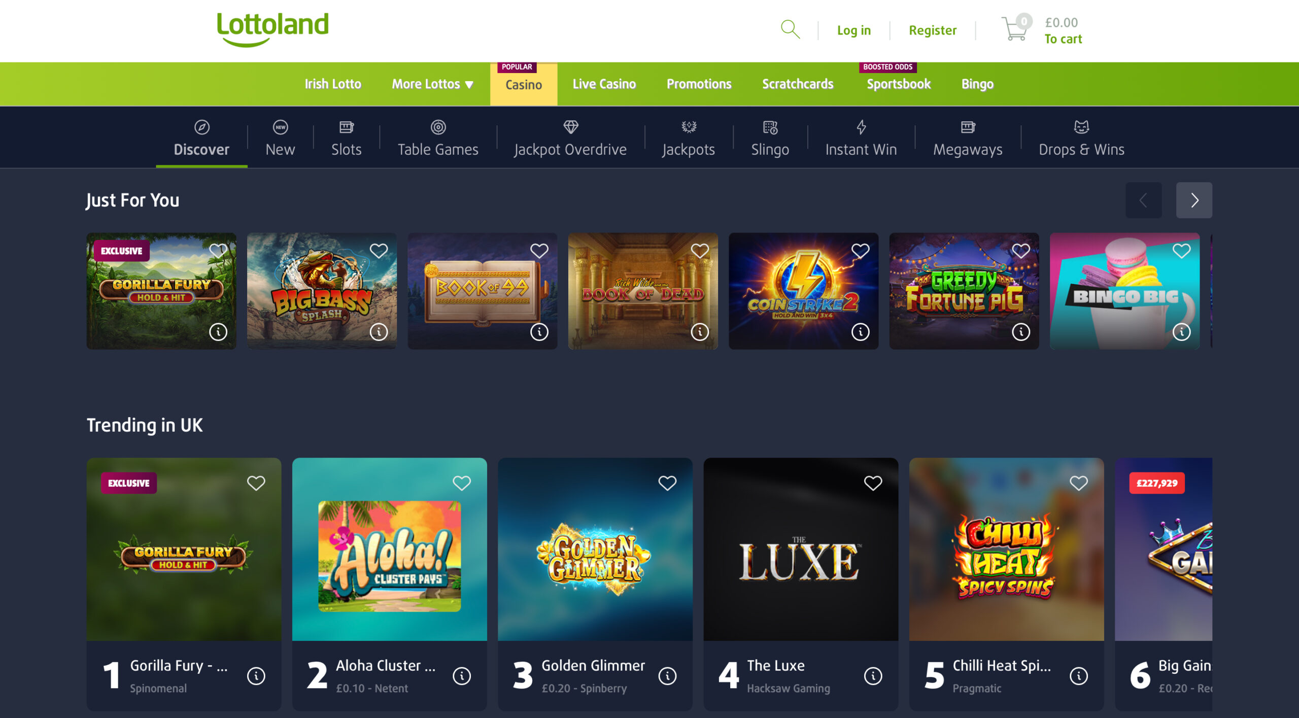 Lottoland Slot Selection